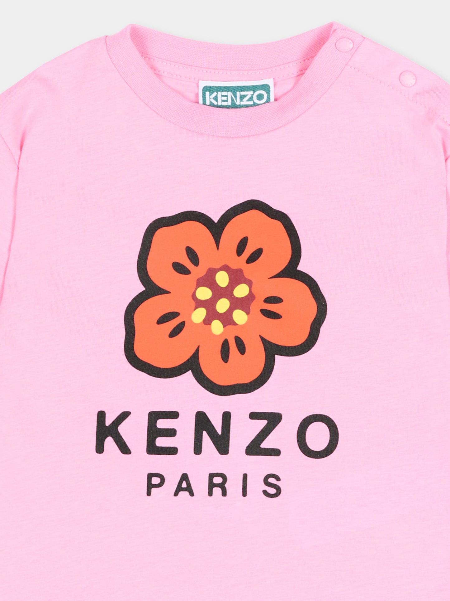 T-Shirt rosa per neonata con fiore Boke,Kenzo Kids,K61818 47F