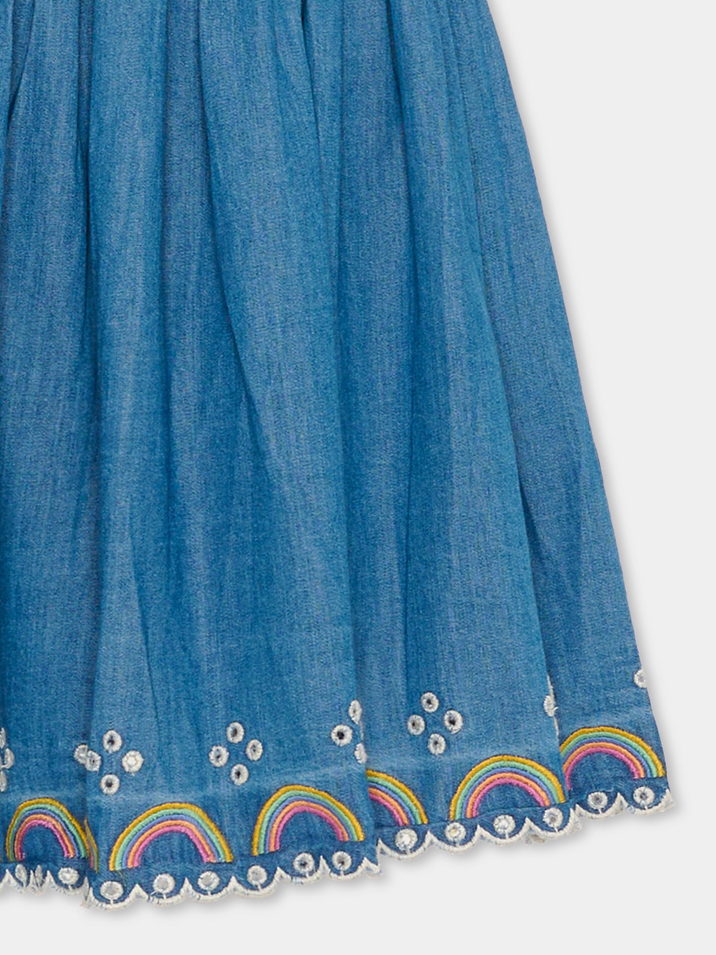 Gonna Bernie denim per bambina con arcobaleno ricamato,Molo,2S26D111 9844