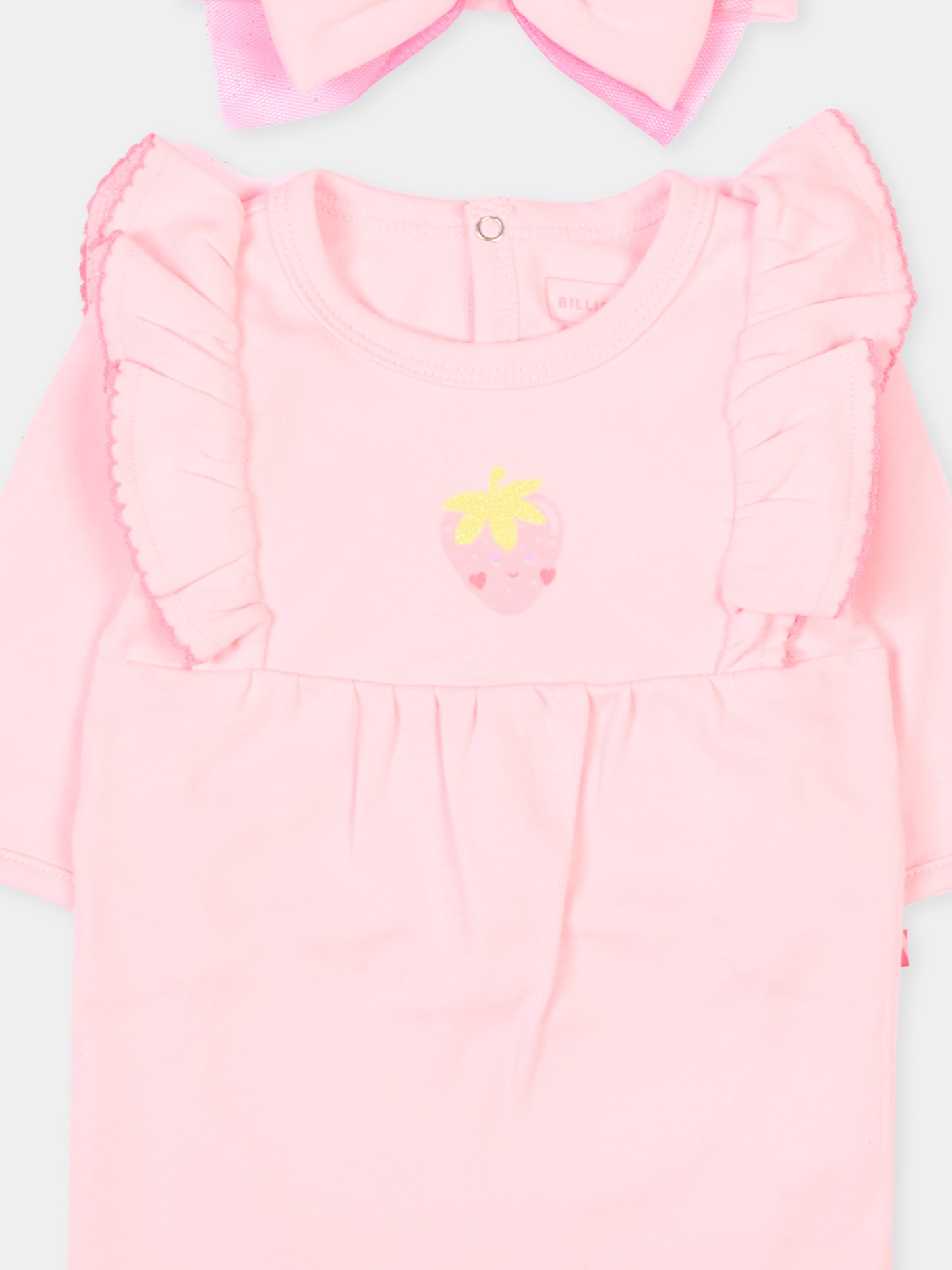 Set tutina rosa per neonata con stampa fragola,Billieblush,U21811 44L