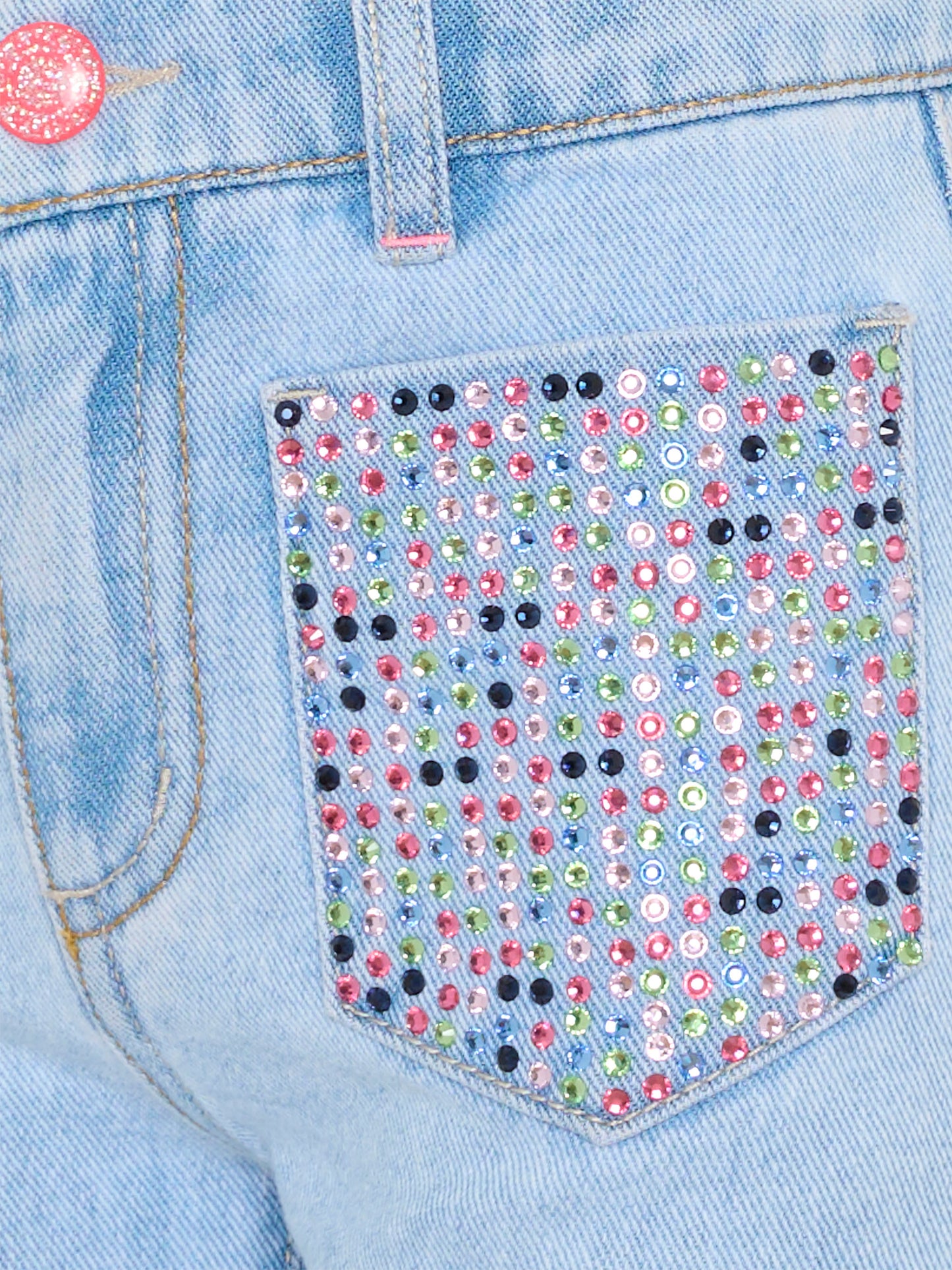 Jeans denim per bambina con strass,Billieblush,U21878 Z18