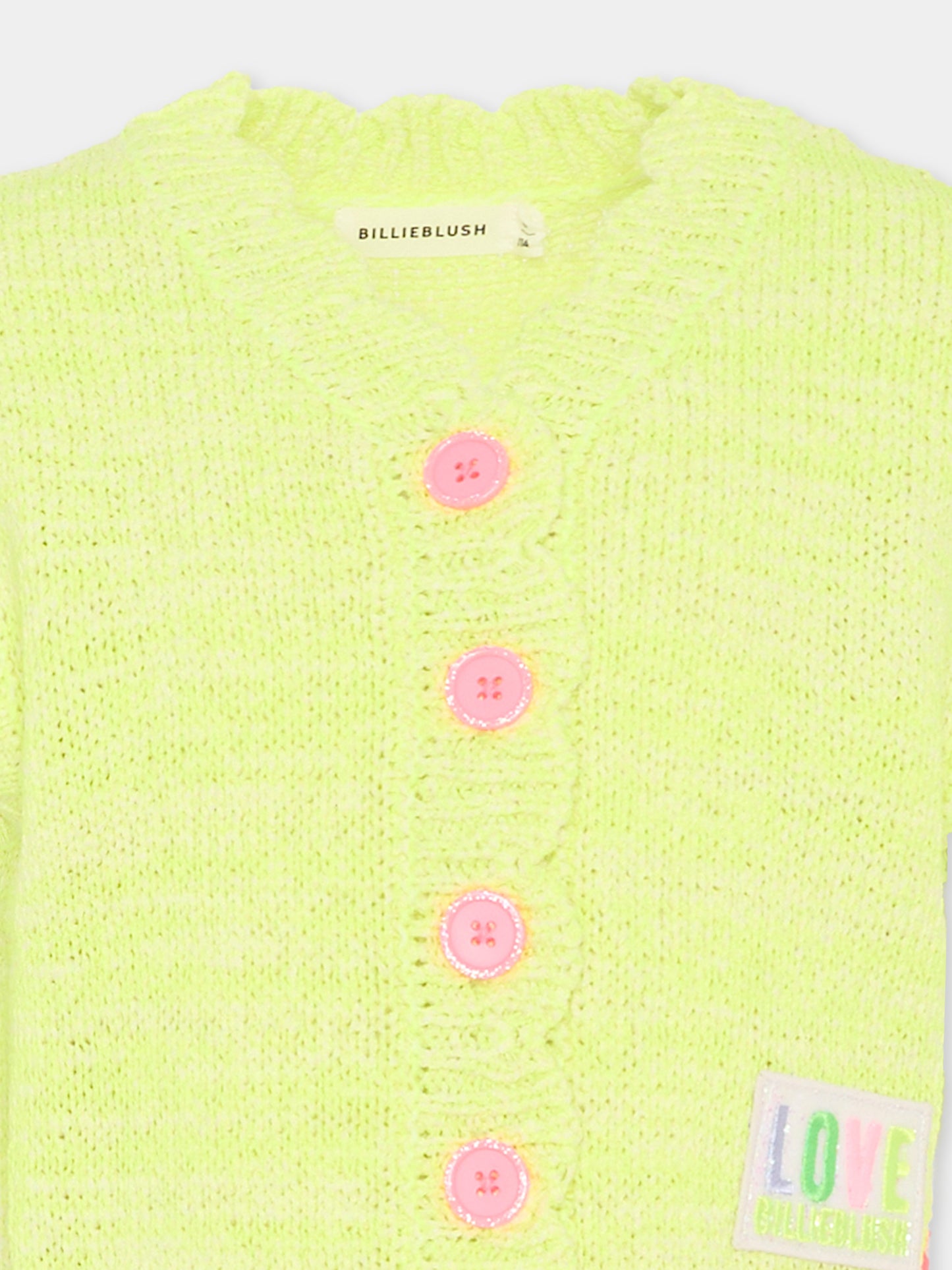 Gilet verde per bambina con logo patch,Billieblush,U21908 599