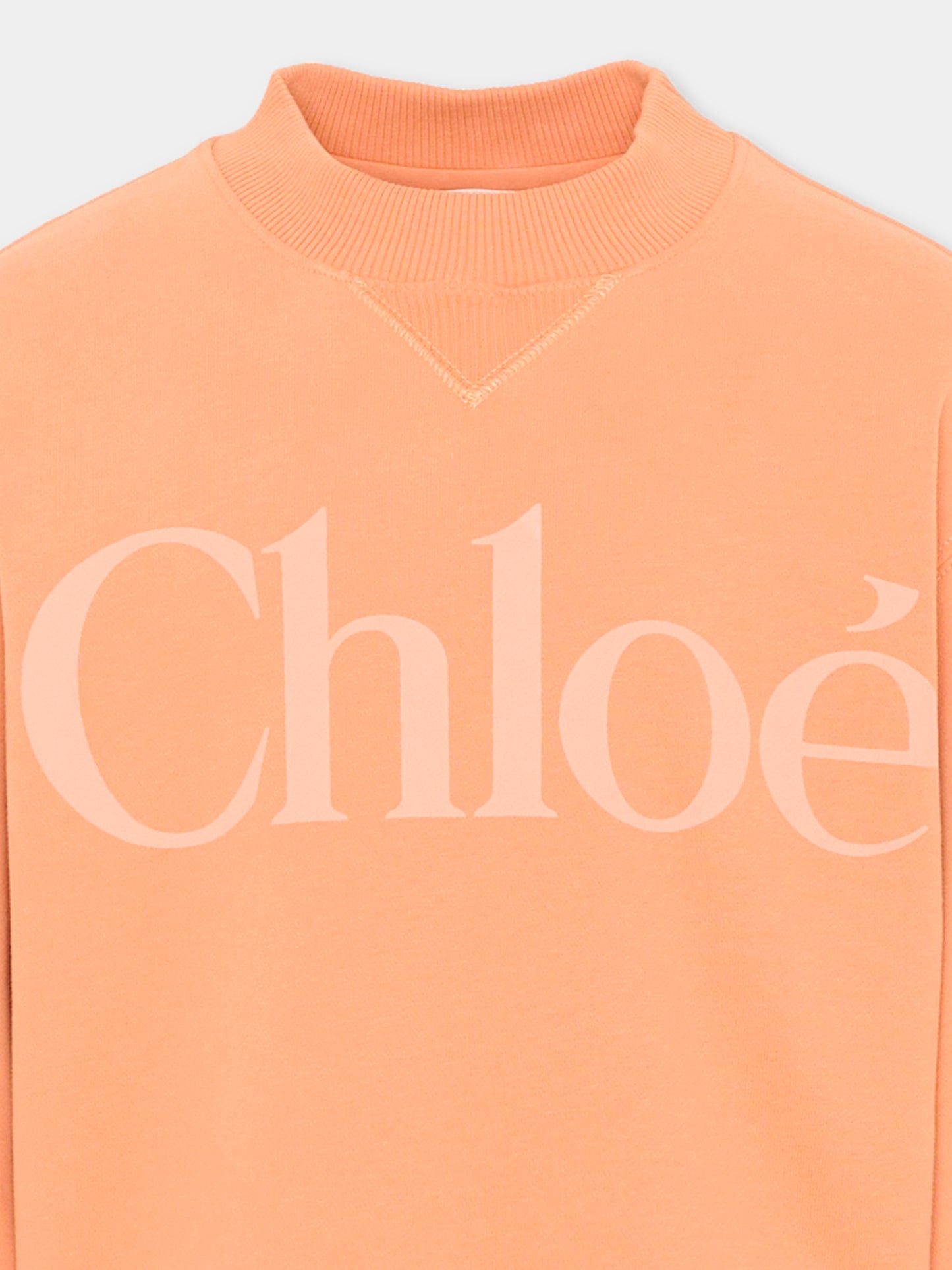 Felpa arancione con logo per bambina,Chloé Kids,C20845 43A