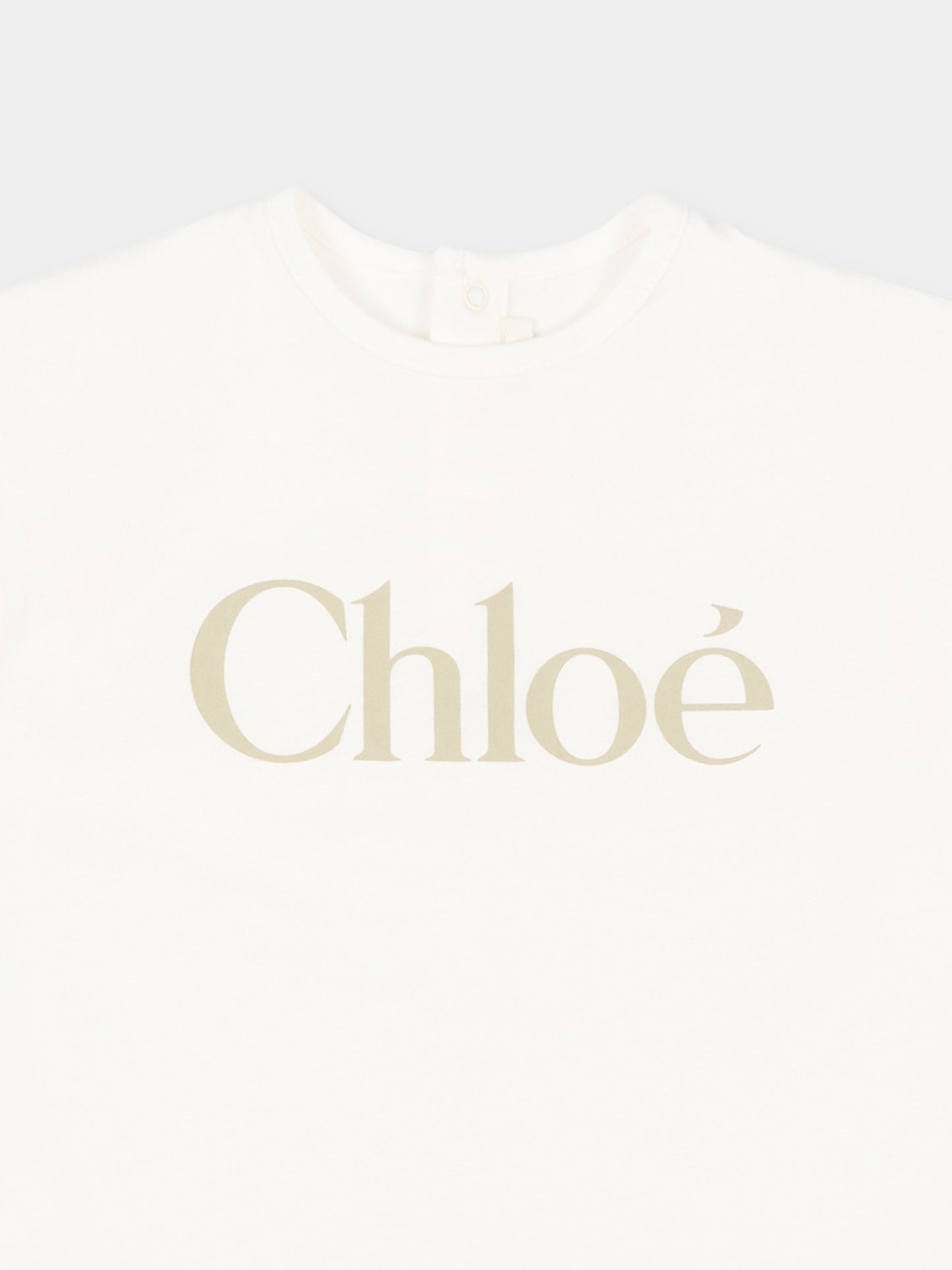 T-Shirt avorio per neonata con logo,Chloé Kids,C20910 117