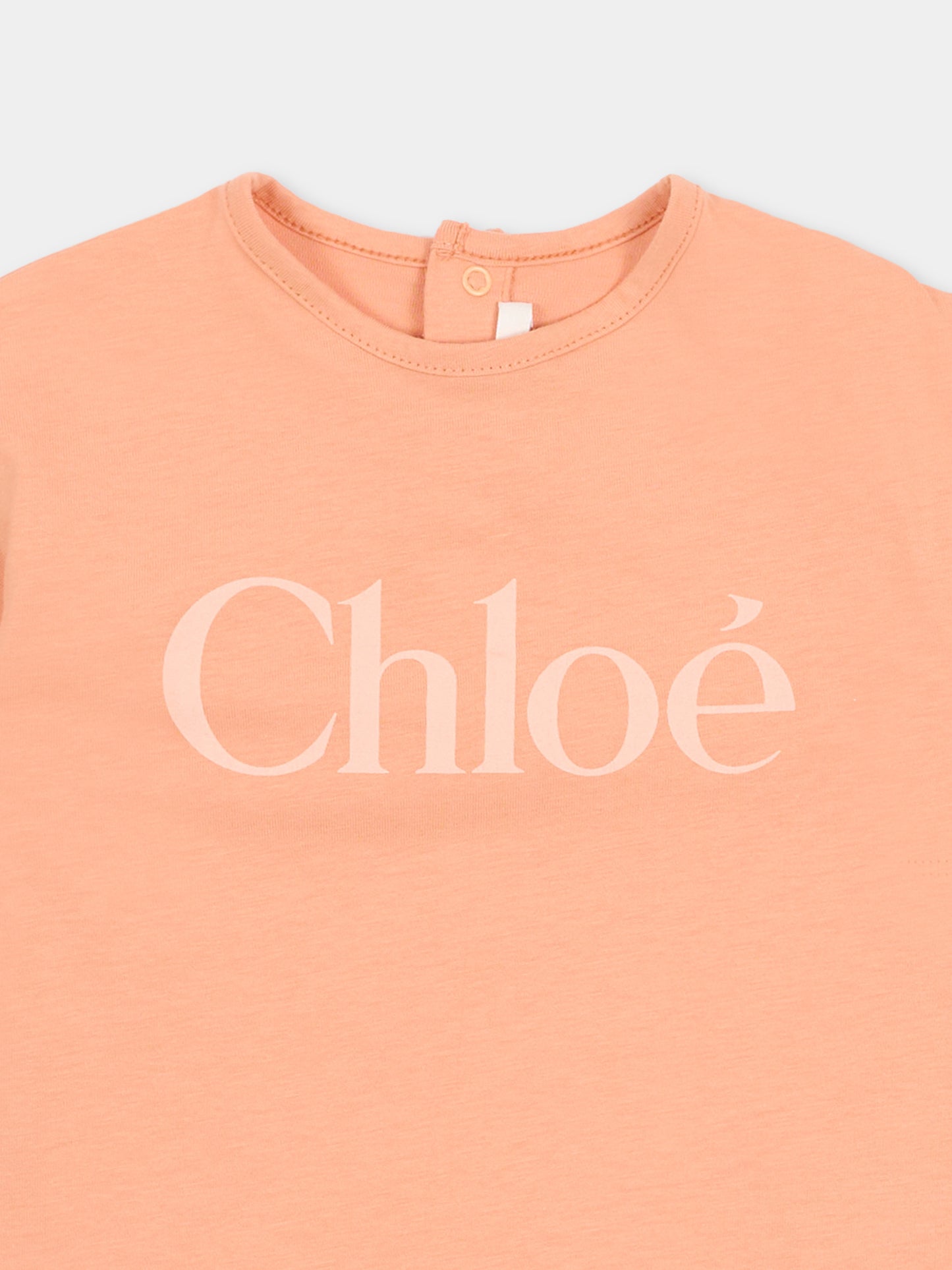 T-Shirt arancione con logo per neonata,Chloé Kids,C20910 43A
