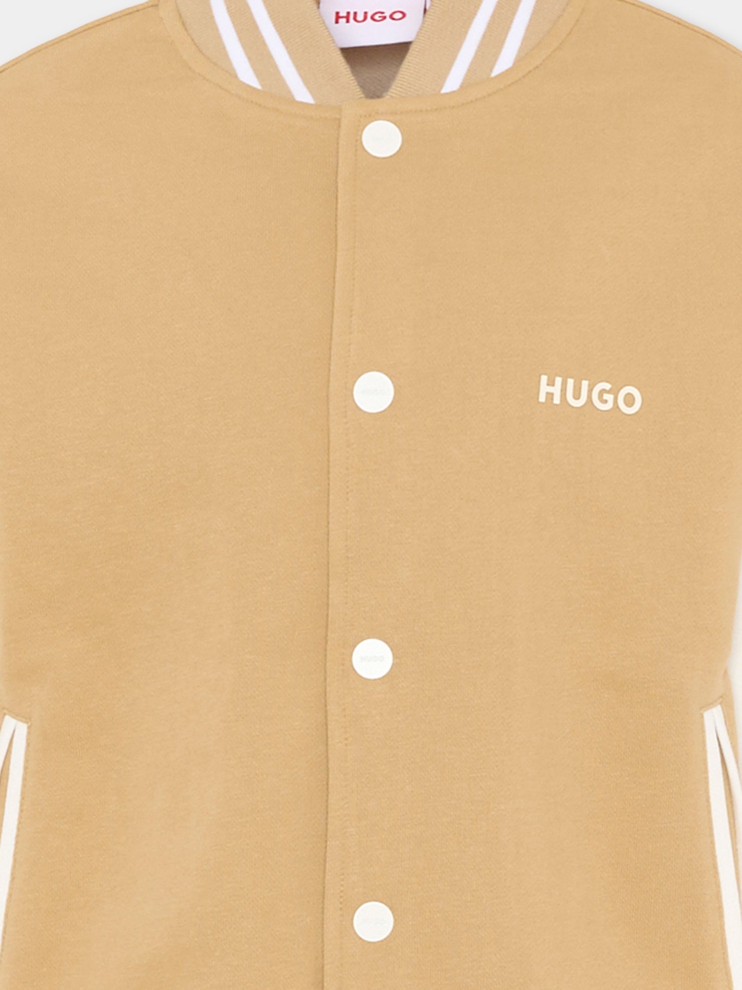 Bomber beige per bambino con logo,Hugo,G01003 23B