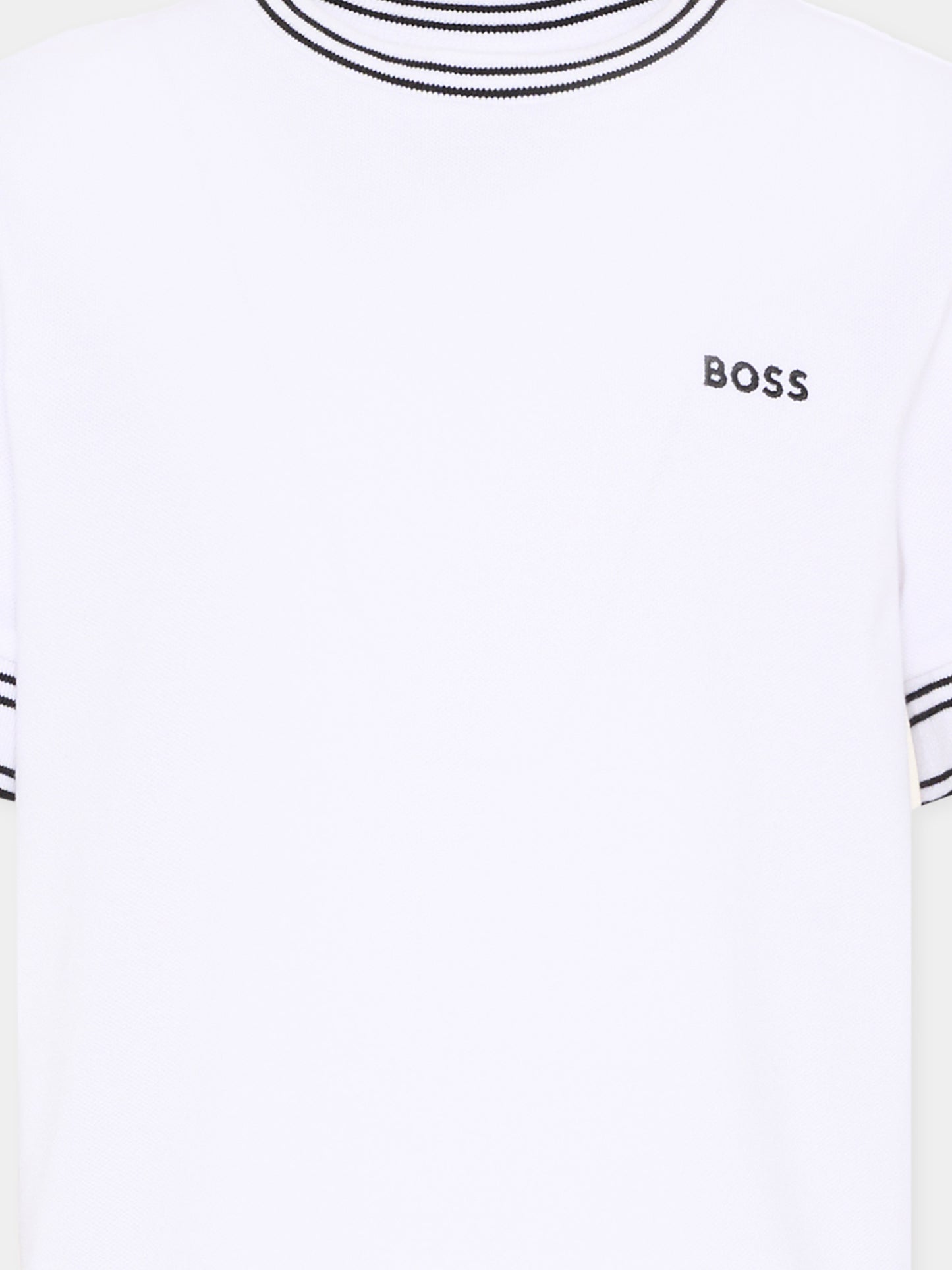 T-Shirt bianca per bambino con logo ricamato,Boss,J52981 10P