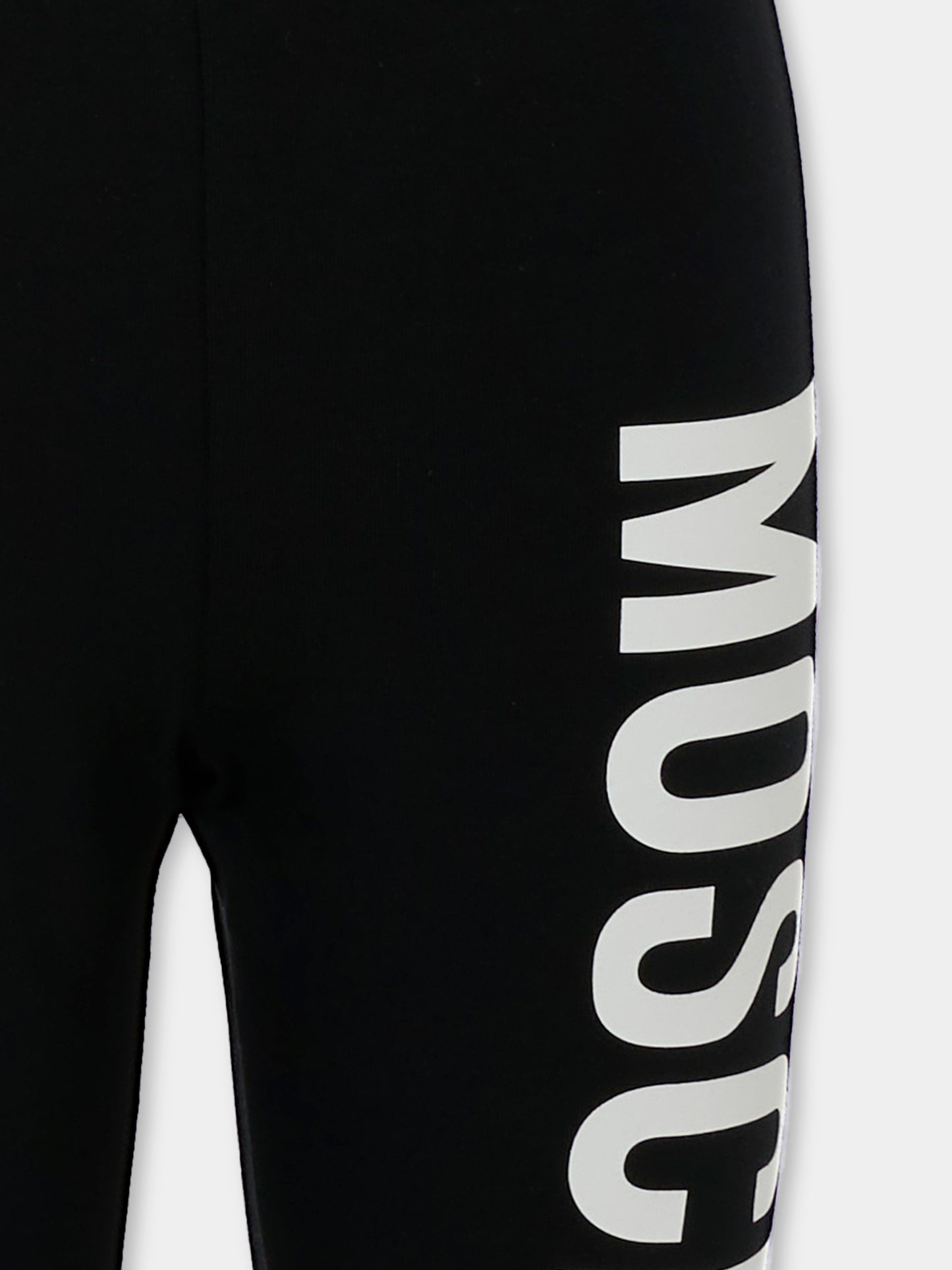 Shorts neri per bambina con logo,Moschino Kids,HDQ01T LBA00 60100