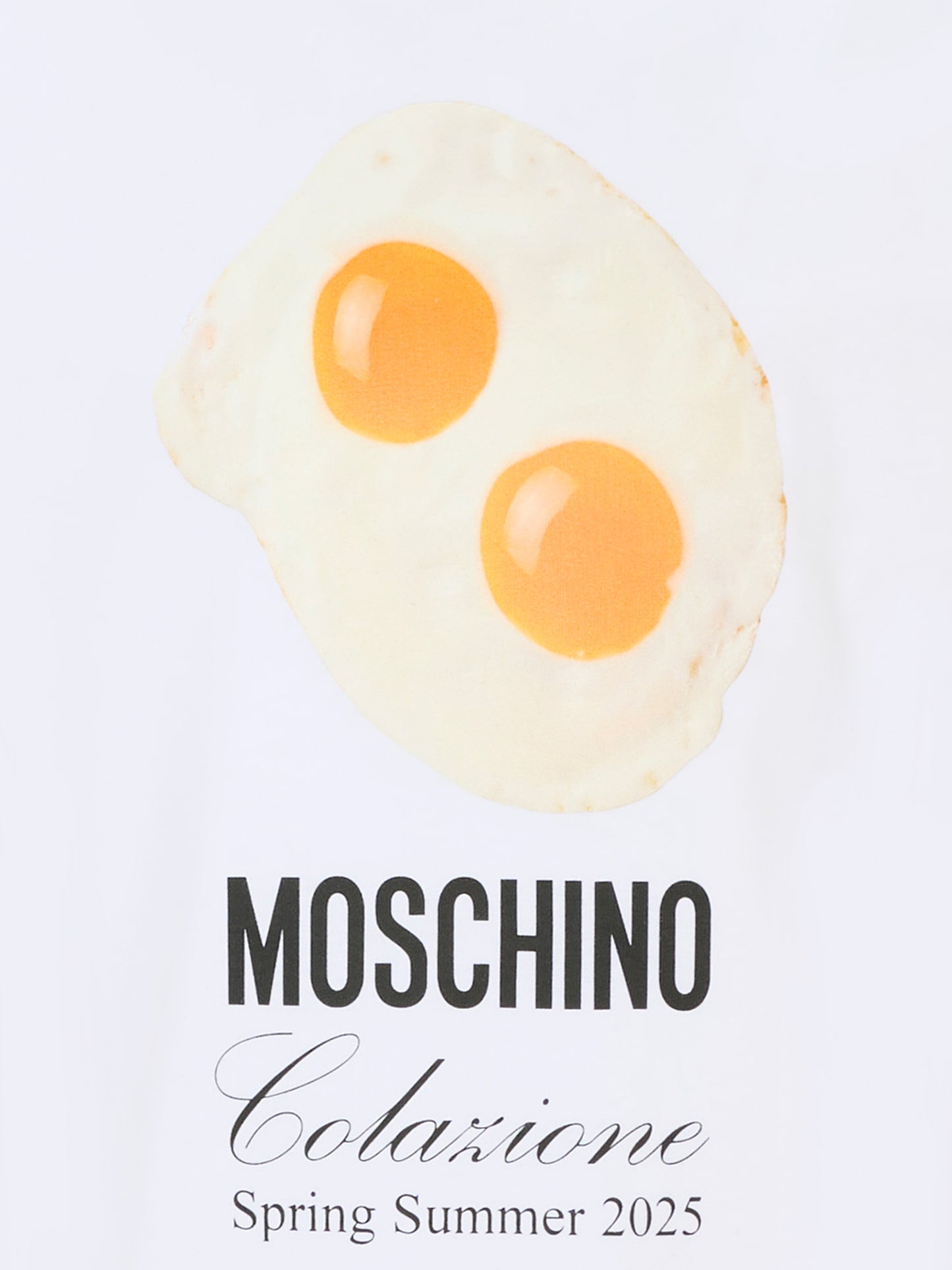 T-shirt bianca per bambini con stampa uova,Moschino Kids,HRM050 LAA02 10101