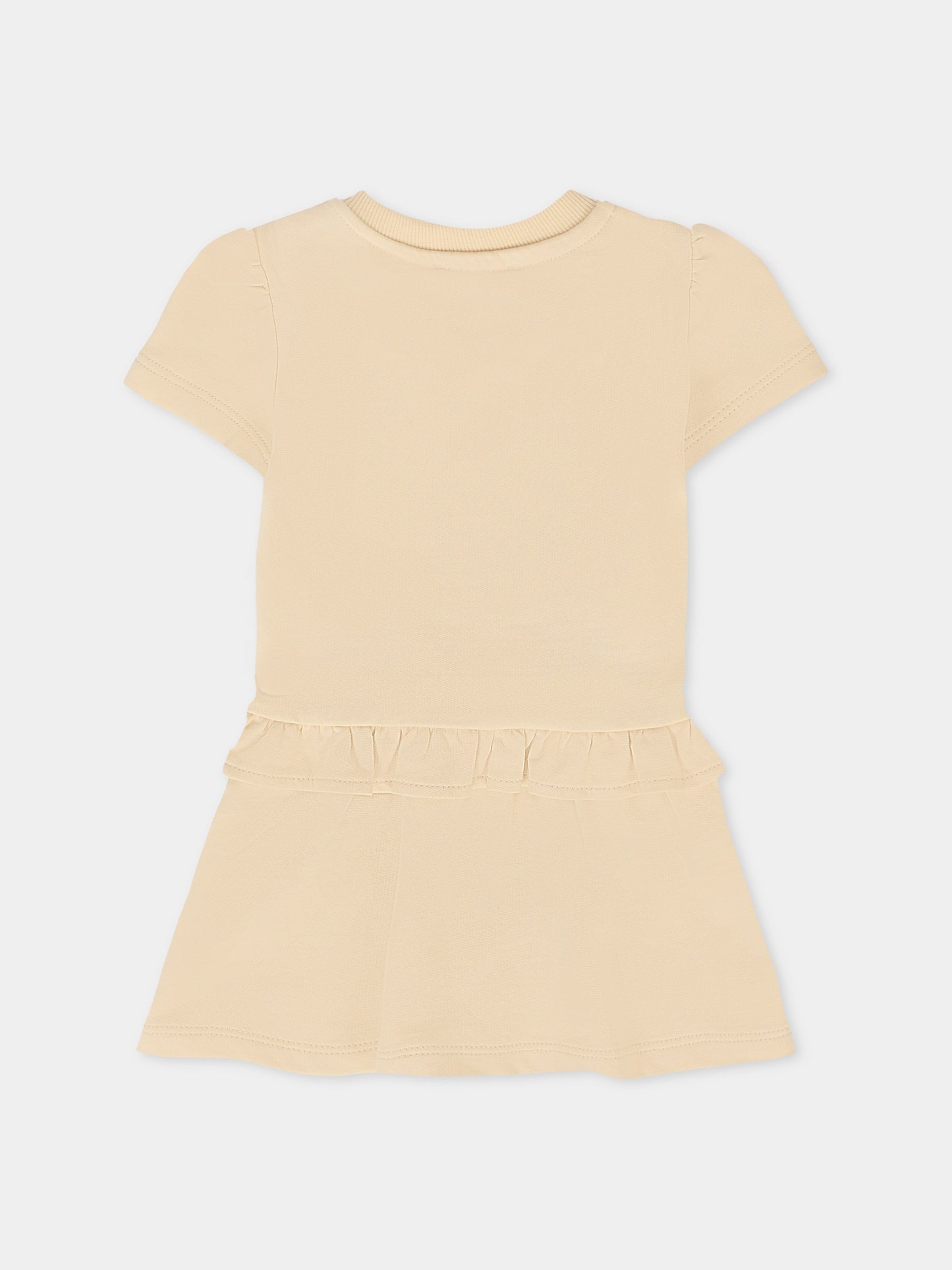 Vestito beige per neonata con Teddy Bear ricamato,Moschino Kids,MDV0CF LCA19 20404