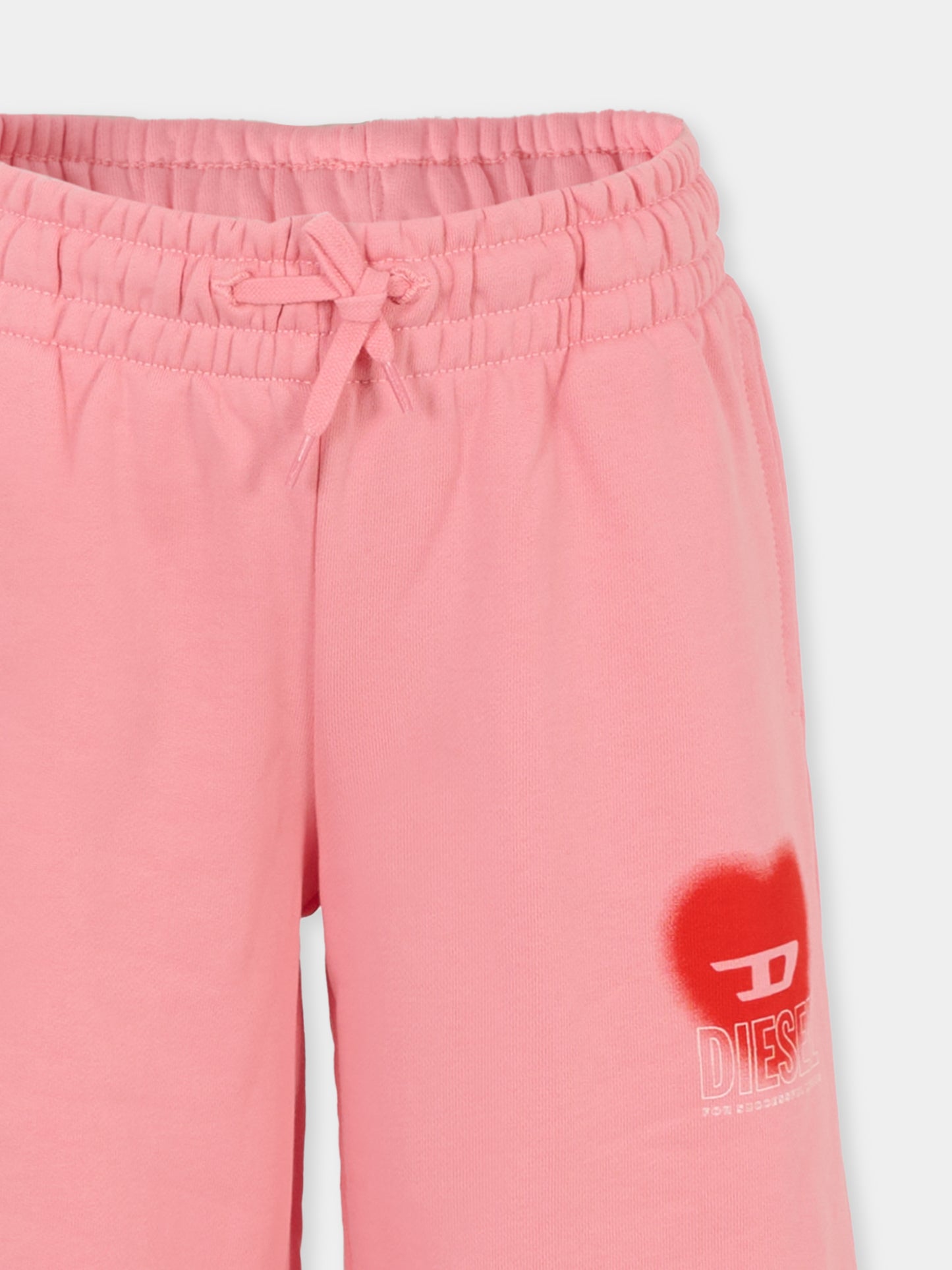 Pantaloni rosa per bambina con cuore,Diesel,J02231 0JFAV K310