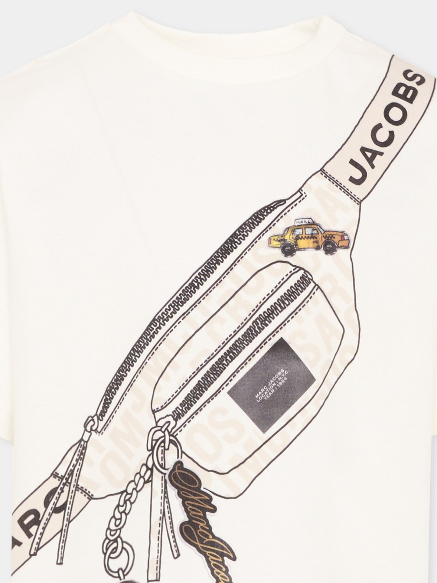 T-Shirt bianca grafica per bambino con stampa marsupio,Marc Jacobs,W60763 126