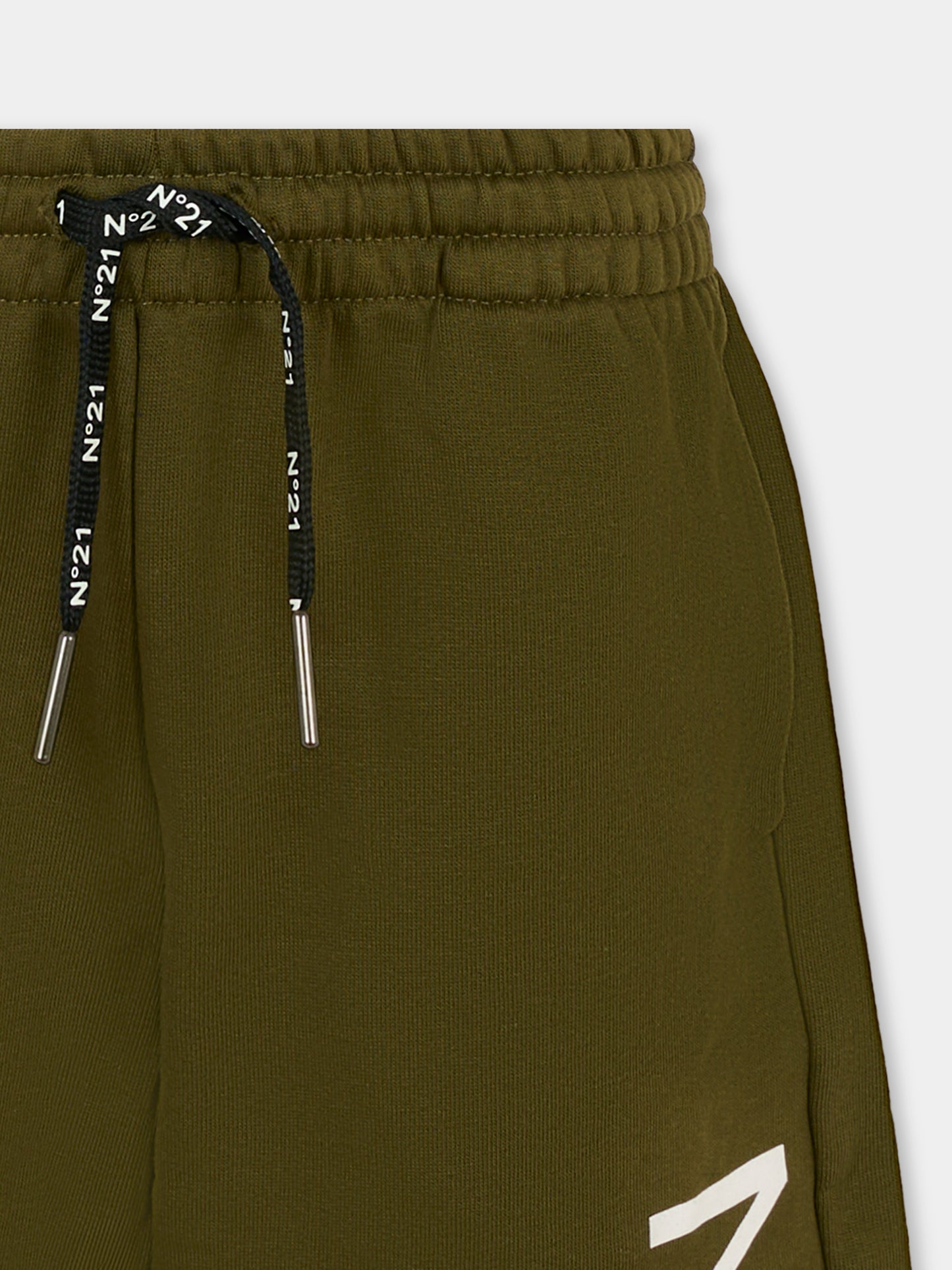 Shorts verdi per bambino con logo,N°21 Kids,N21614 N0154 0N514