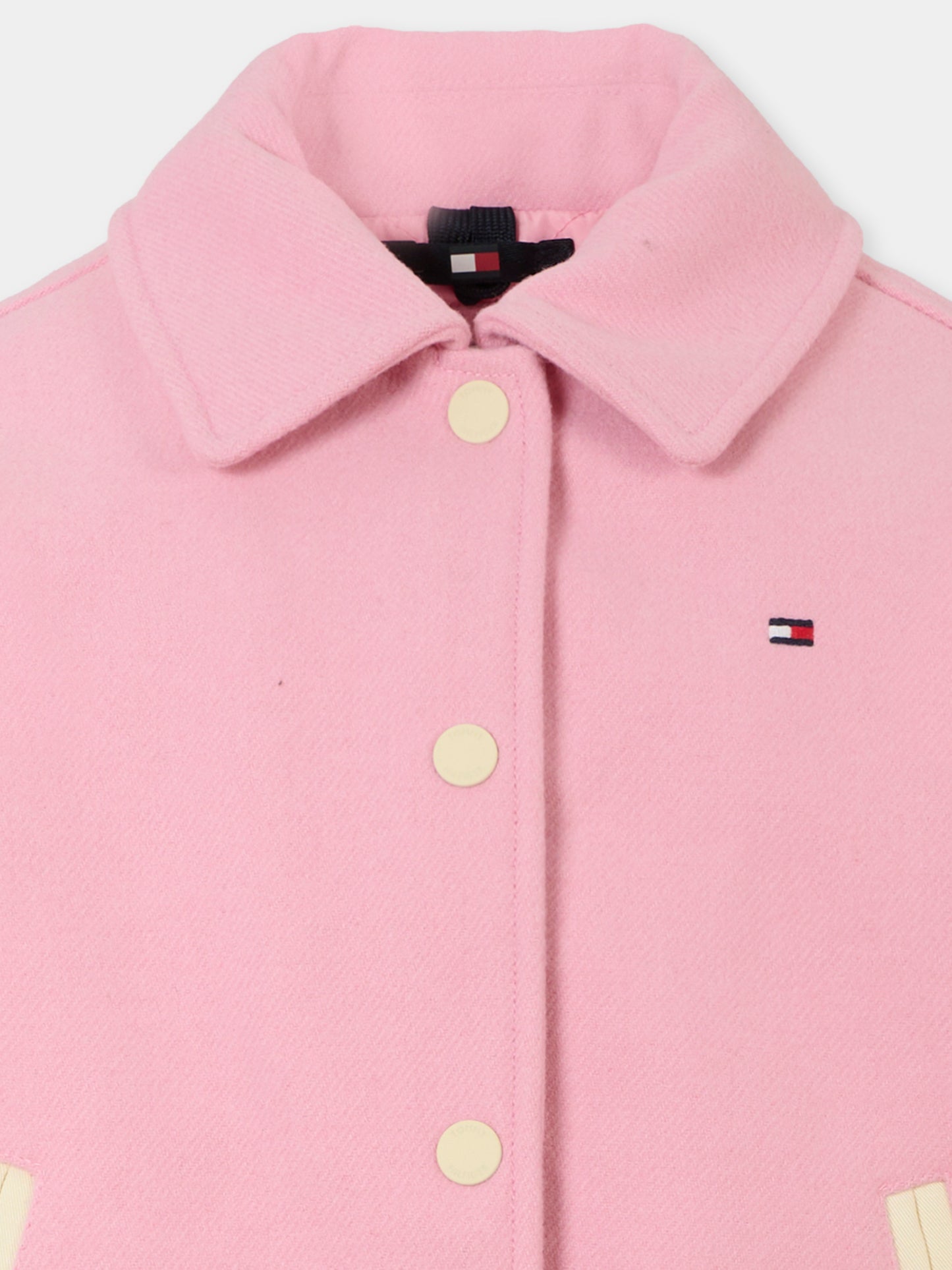 Bomber rosa per bambina con bandierina e logo,Tommy Hilfiger Junior,KG0KG08316 TPF