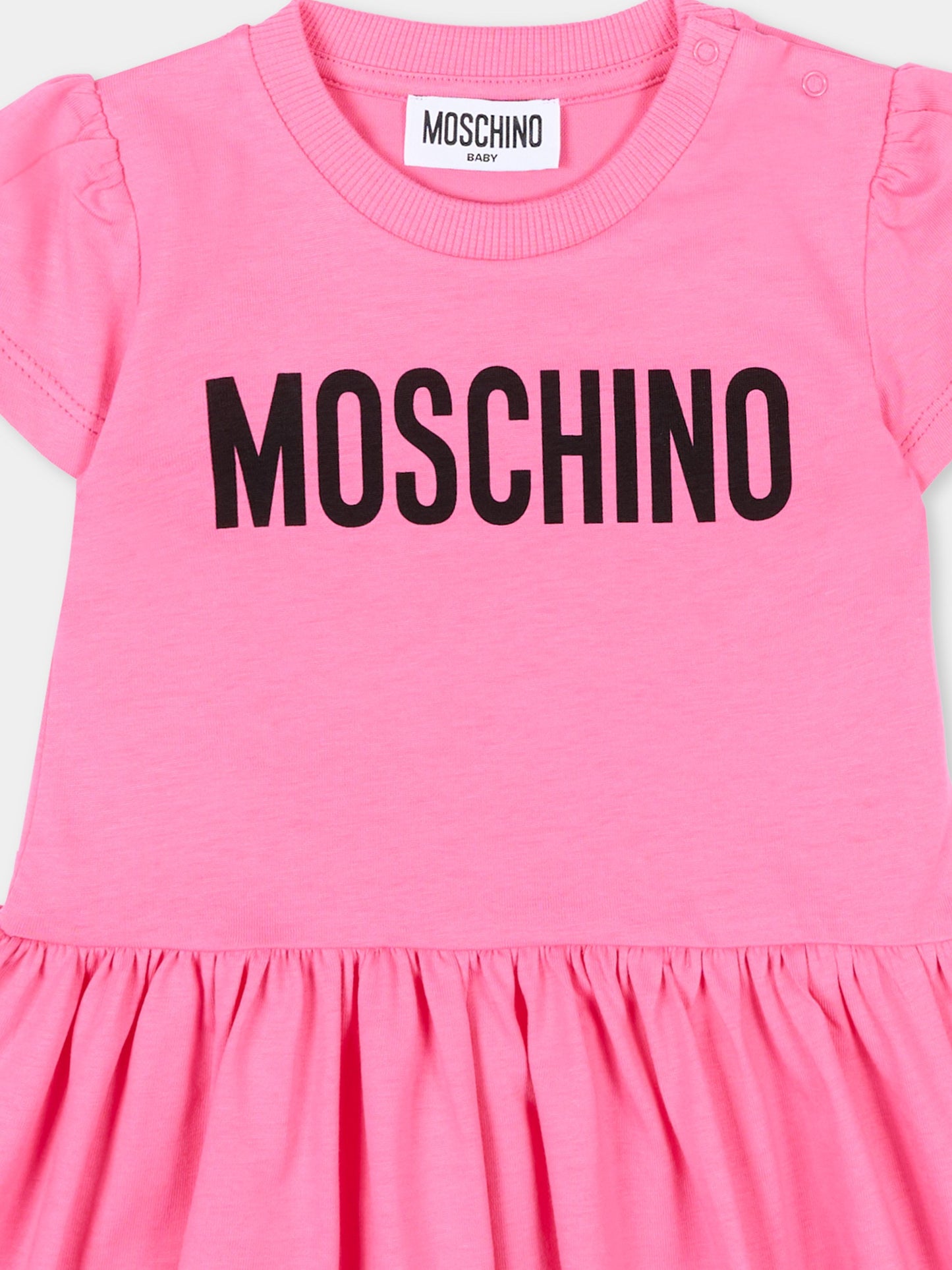 Vestito fucsia per neonata con logo,Moschino Kids,MDV0DM LAA02 50533
