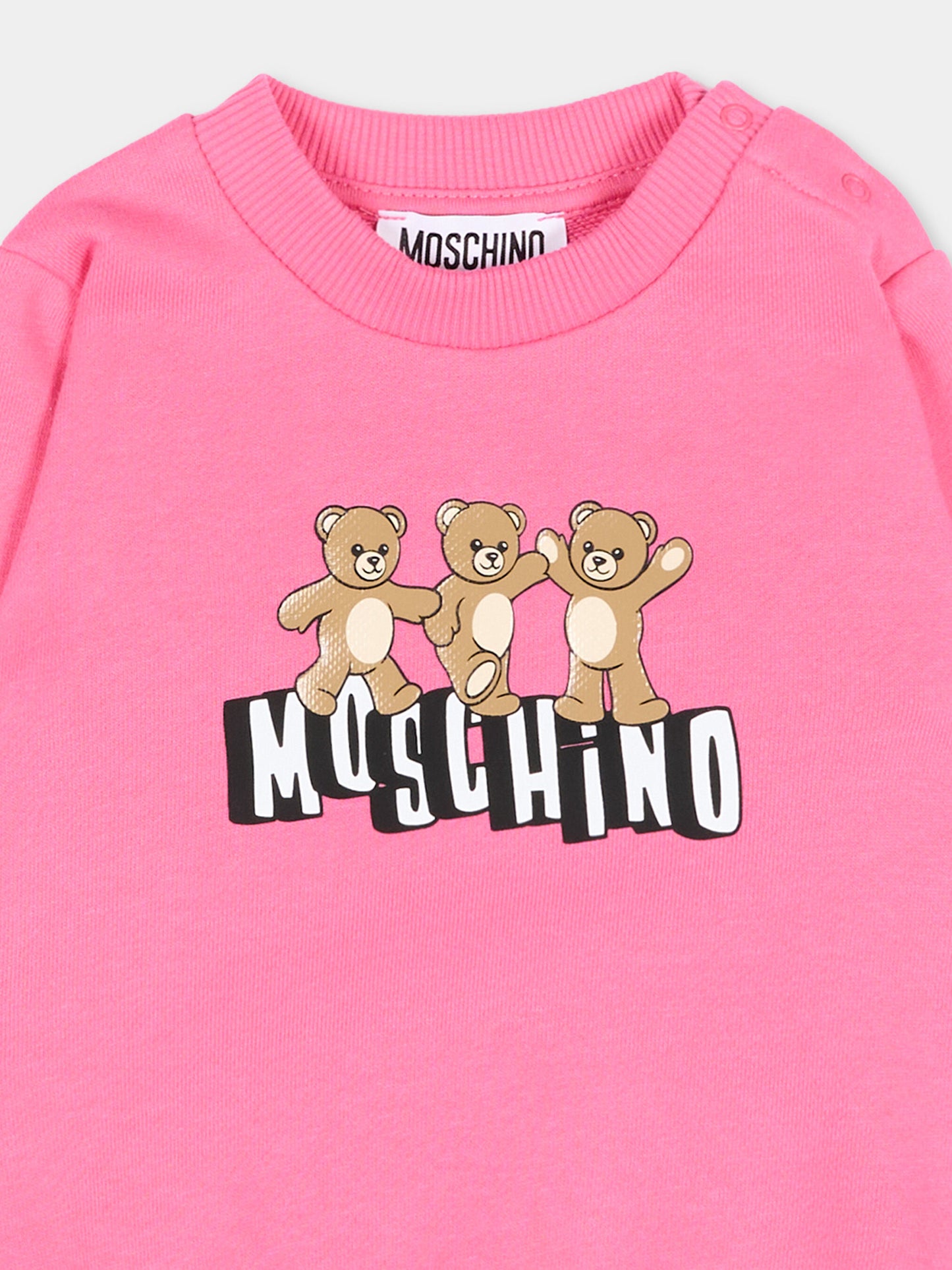 Felpa fucsia per neonata con Teddy Bear,Moschino Kids,MTF060 LCA89 50533