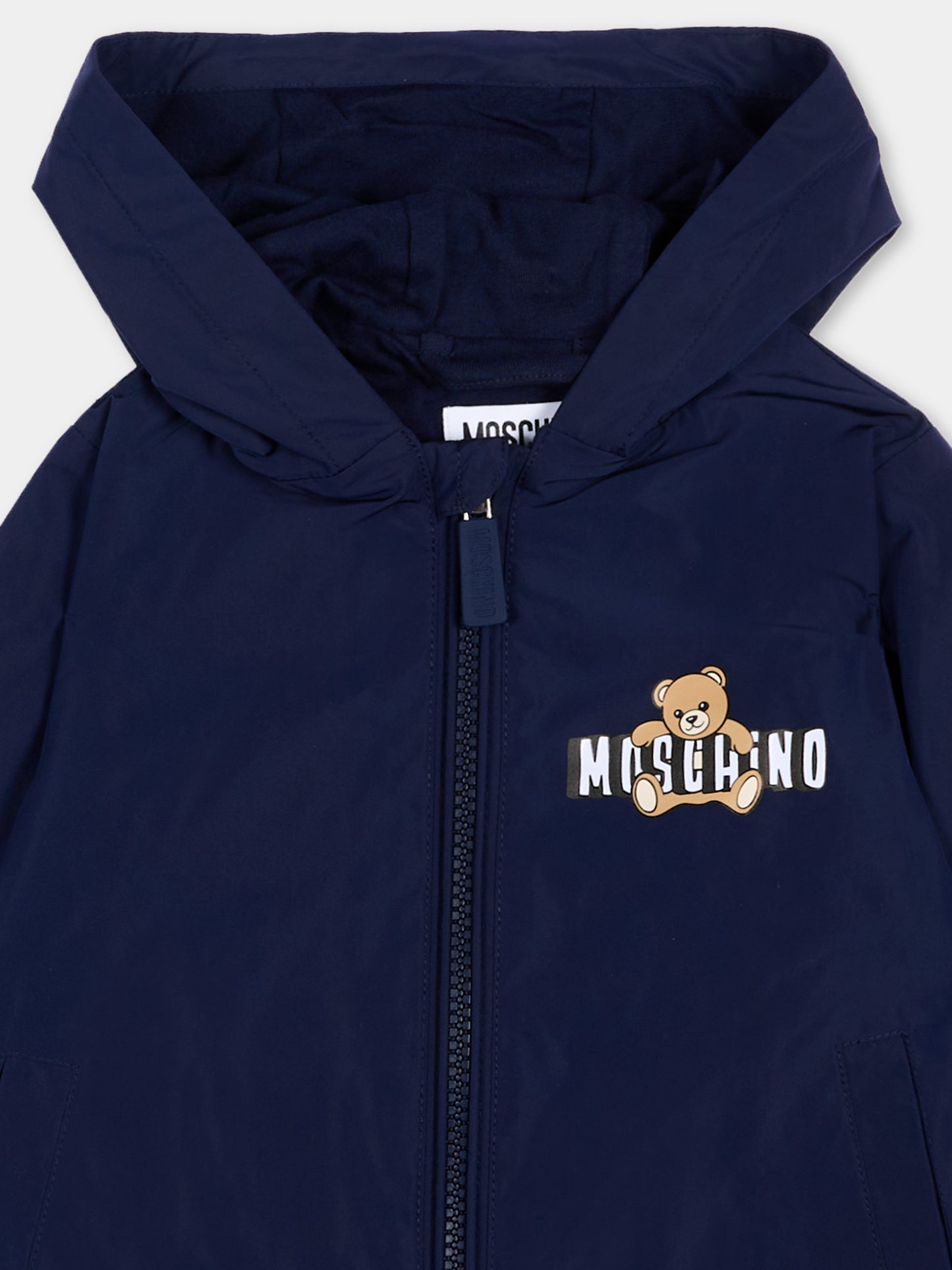 Impermeabile blu per neonati con Teddy Bear,Moschino Kids,MUS033 L3A39 40016