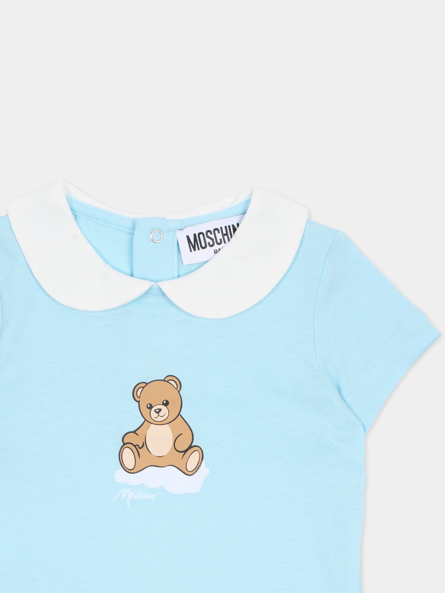 Pagliaccetto celeste per neonato con Teddy Bear,Moschino Kids,MUT04N LAA03 40304