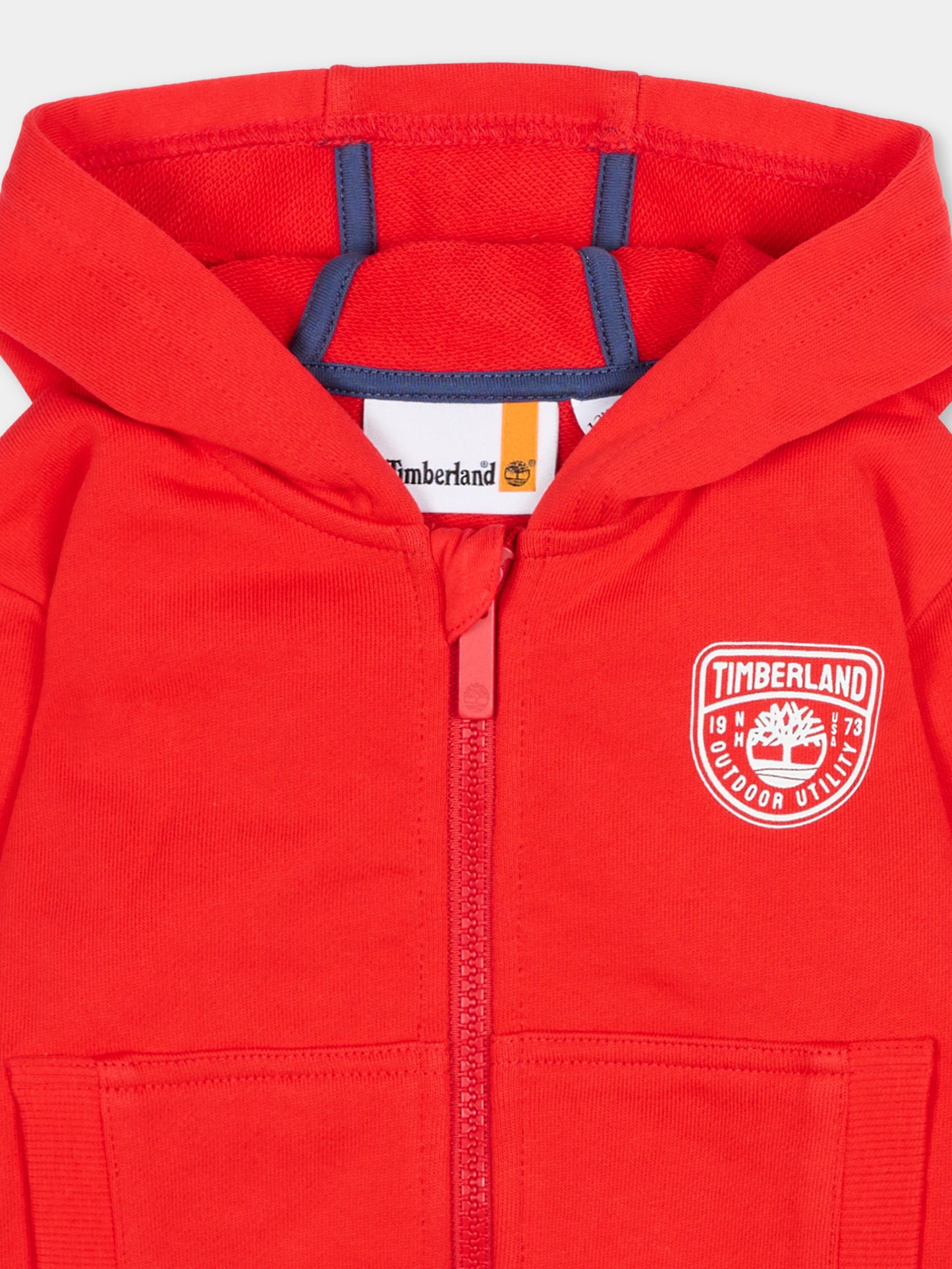 Felpa rossa per neonato con logo,Timberland,T60867 97E
