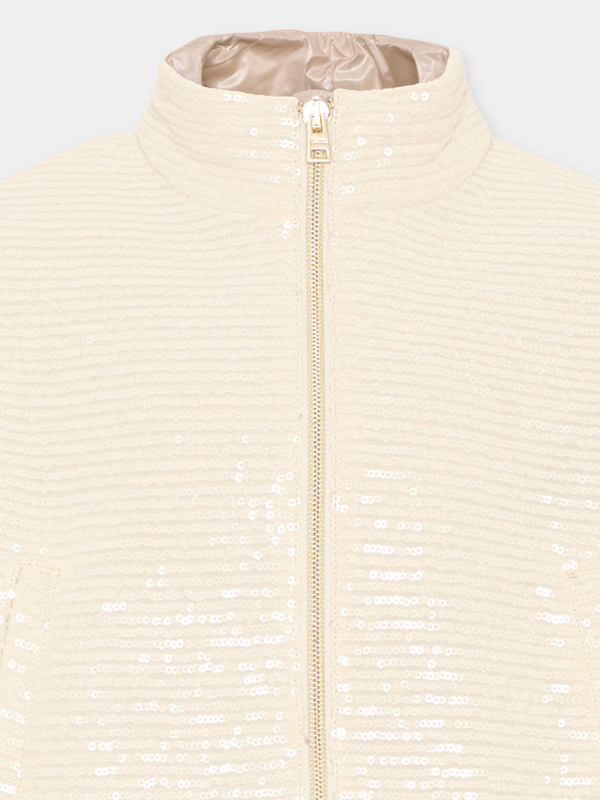 Bomber avorio per bambina con paillettes,Herno Kids,GI000095G 12862S 1200