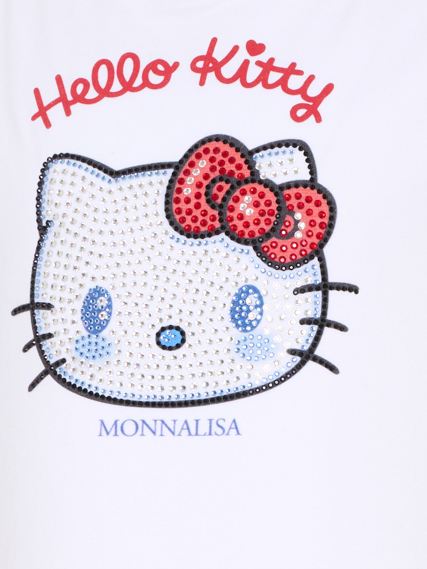 T-shirt bianca per bambina con Hello Kitty di strass,Monnalisa,19G617 - 7005 - 0099