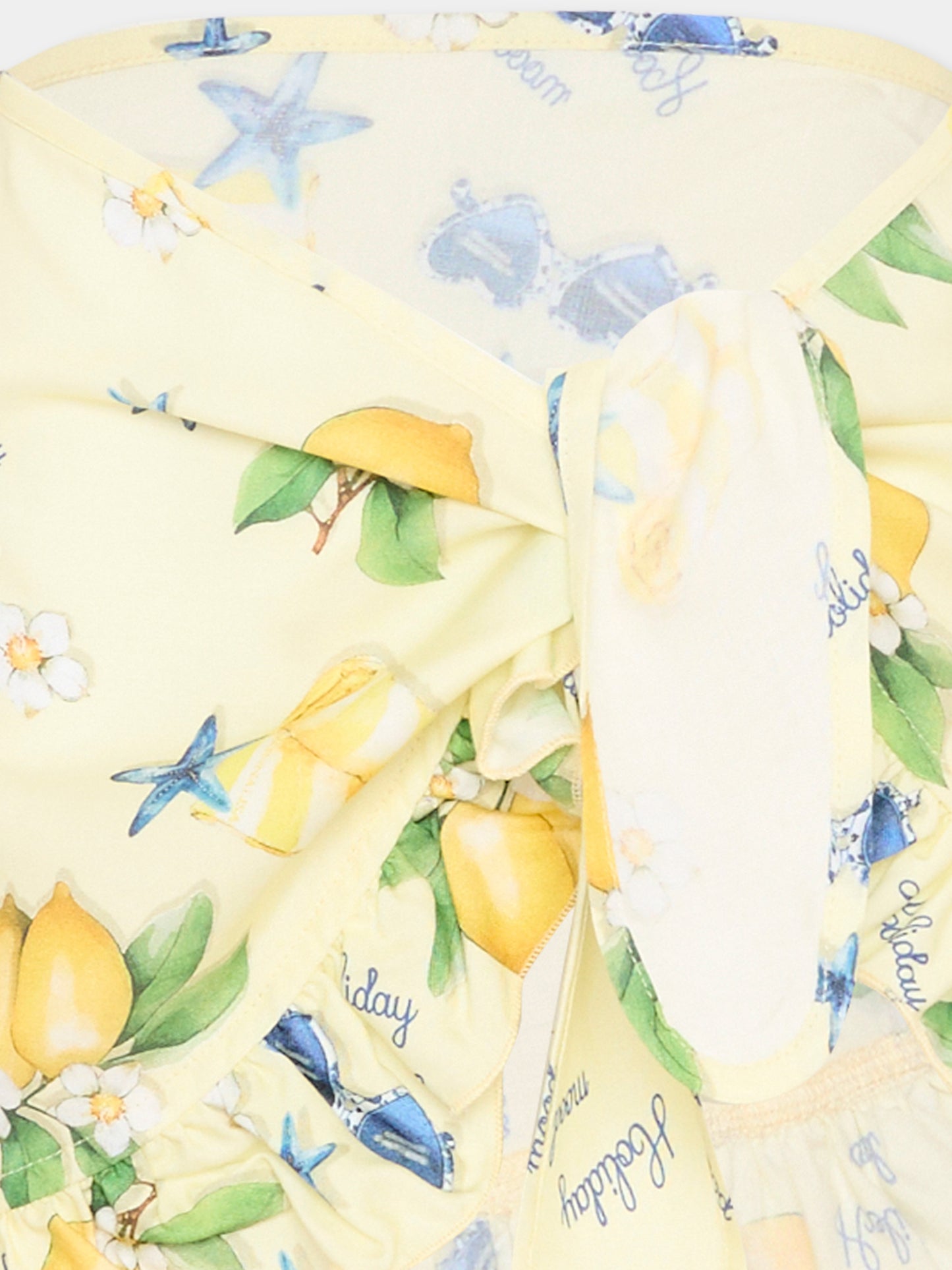 Copricostume giallo per bambina con limoni,Monnalisa,19G008 - 7028 - 0014