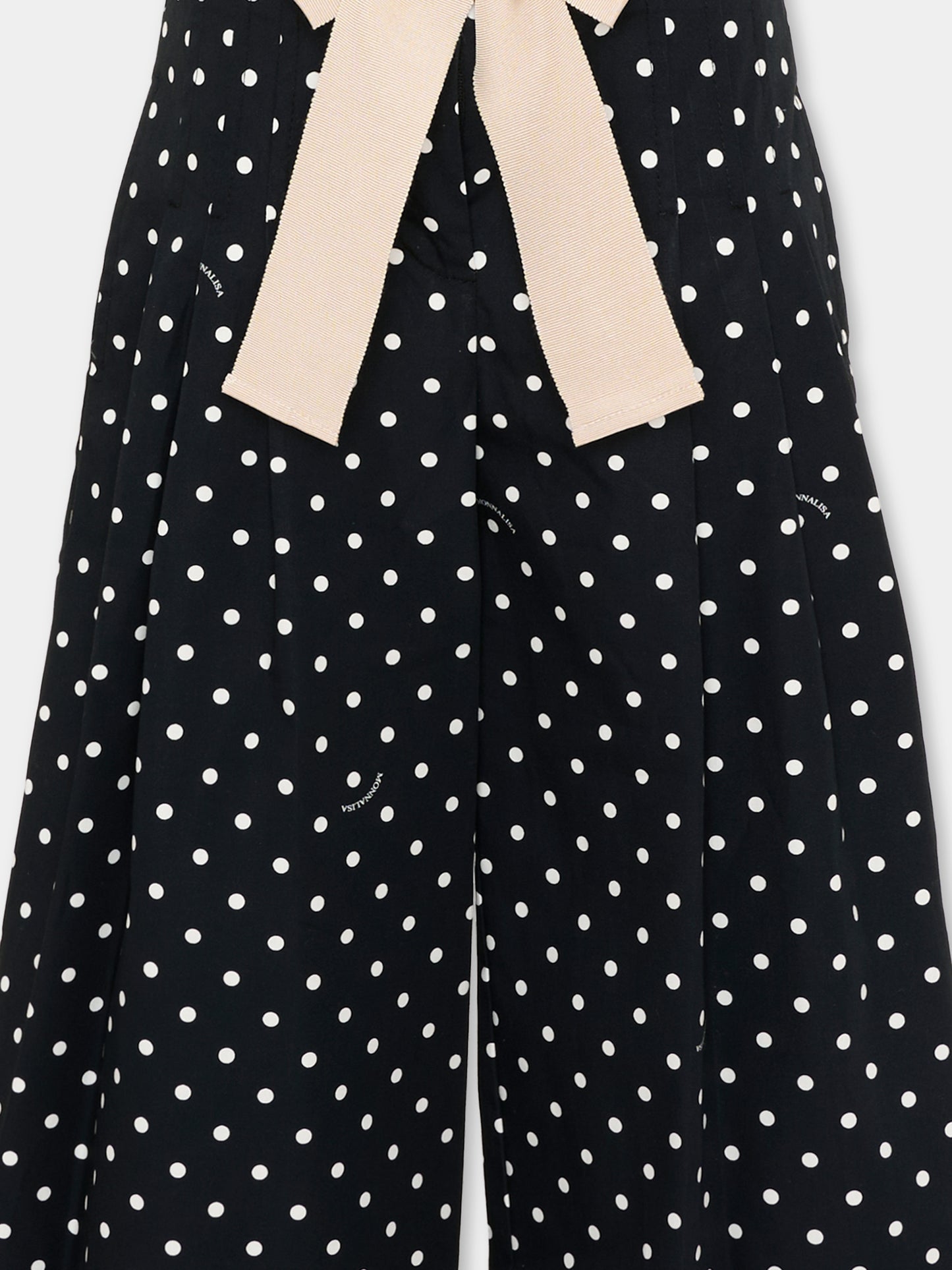 Pantaloni neri a pois per bambina,Monnalisa,11G414 - 7600 - 5099