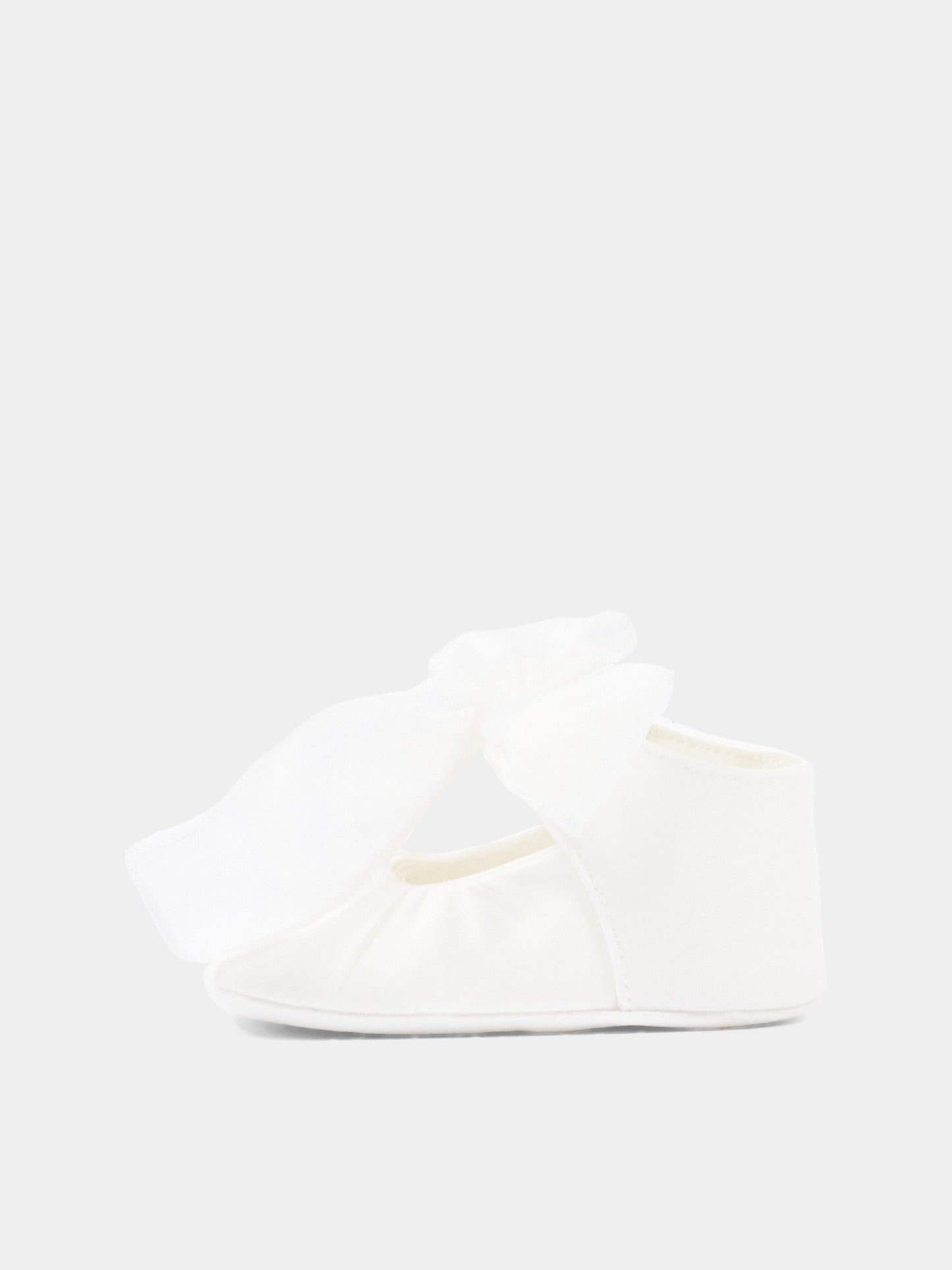 Ballerine bianche per neonata con fiocco,Monnalisa,73G002 - 7133 - 0001