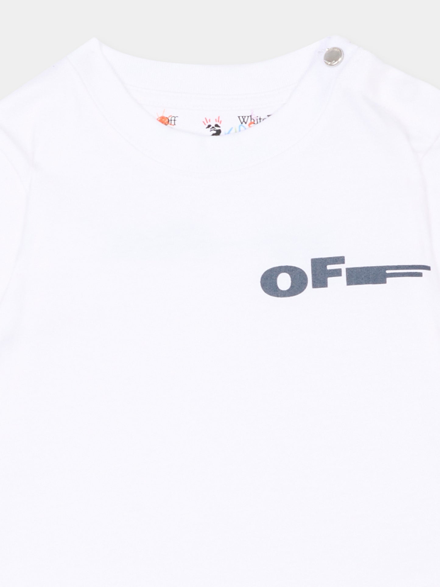 T-shirt bianca per neonati con logo,Off White,44BXB001S26J001100