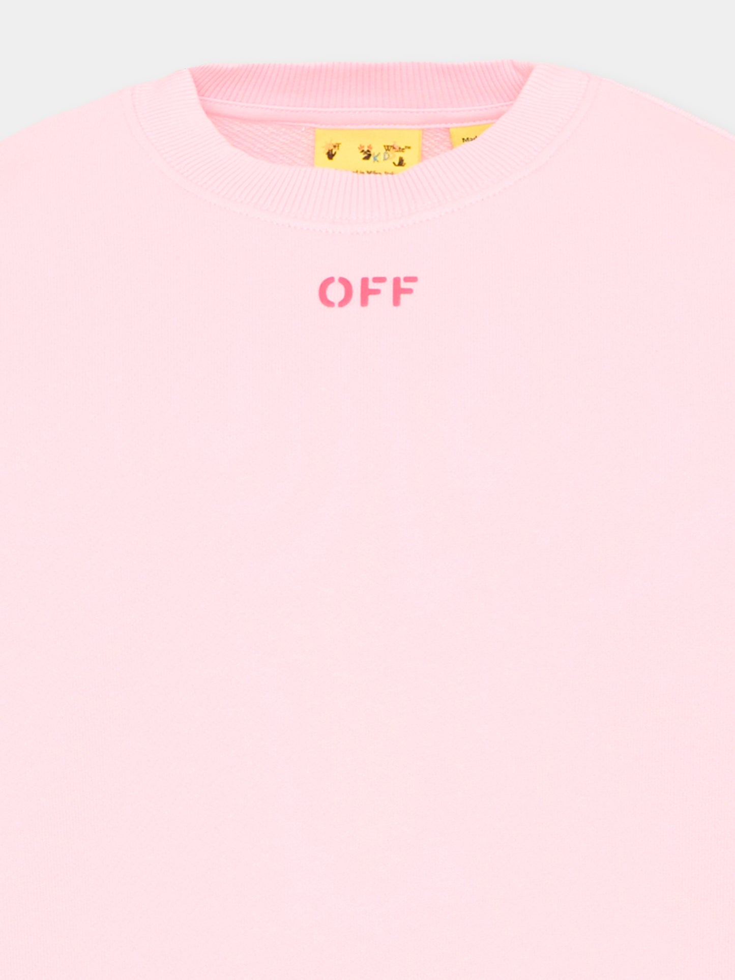 Felpa rosa per bambina con logo,Off White,44GBA001S26F005683