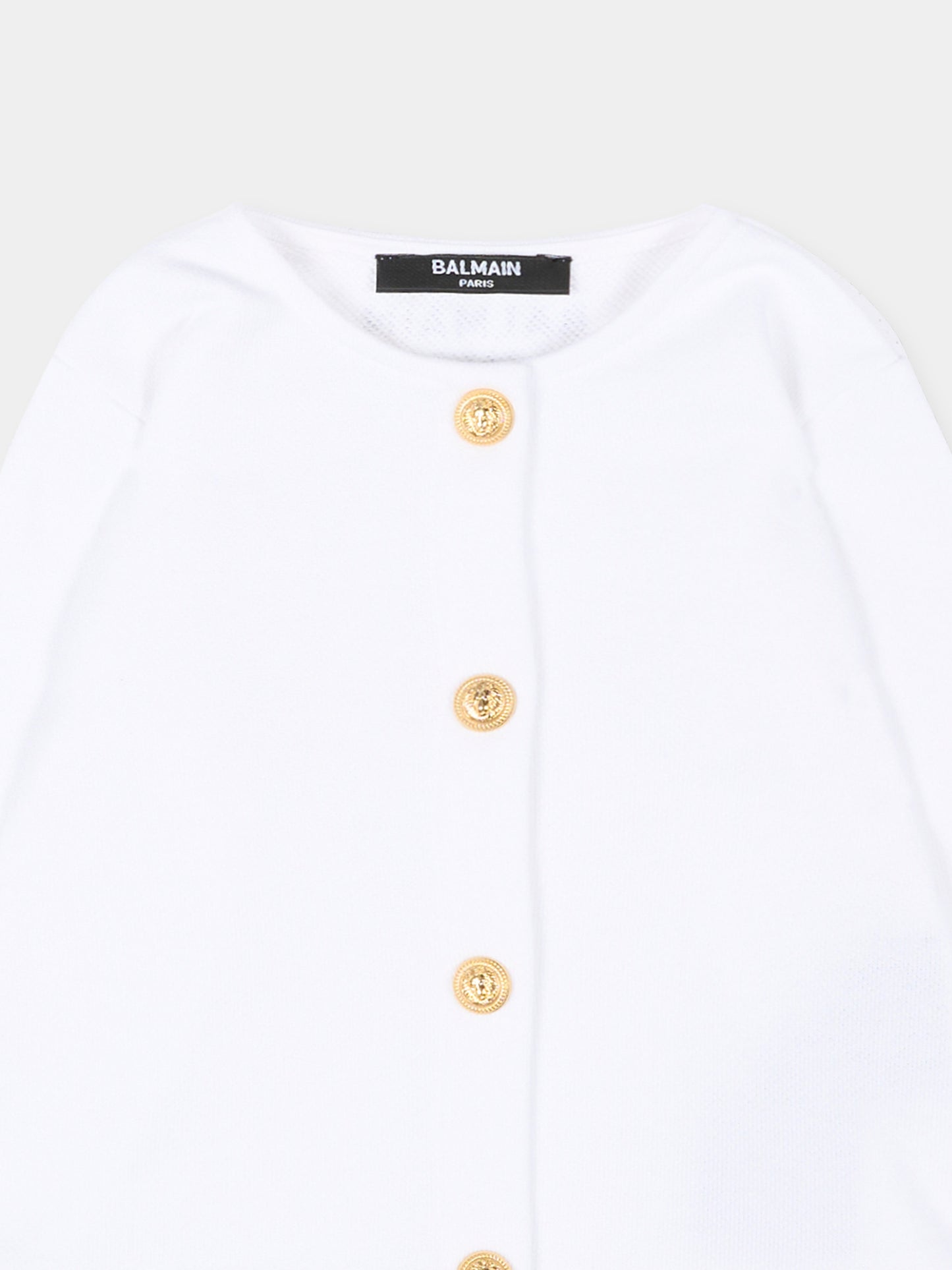 Giaccca bianca per neonata con bottoni dorati,Balmain Kids,BY2054-Z3183 100NE