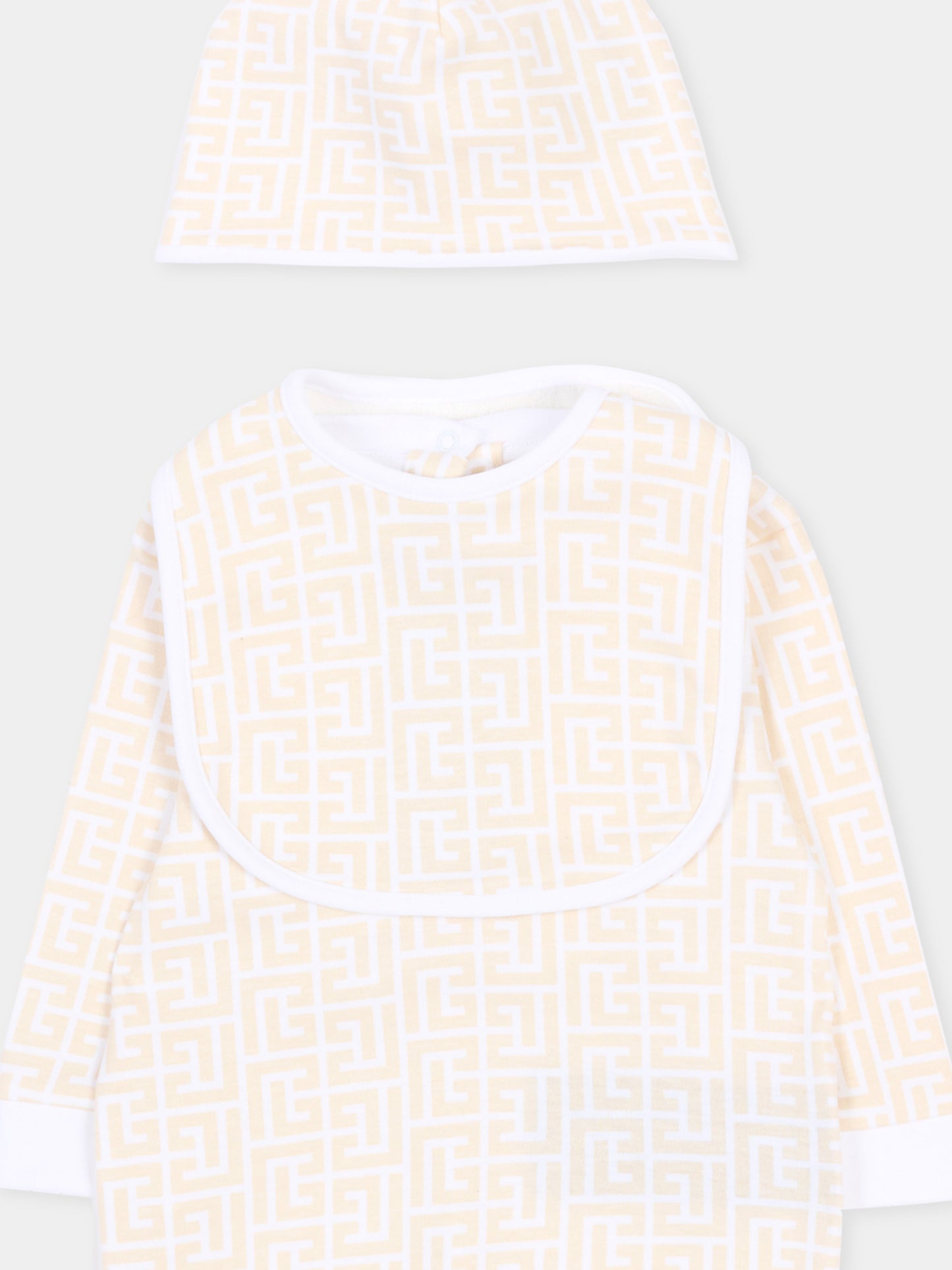 Set tutina bianco per neonati con monogram,Balmain Kids,BYB570-Z3503 109BC