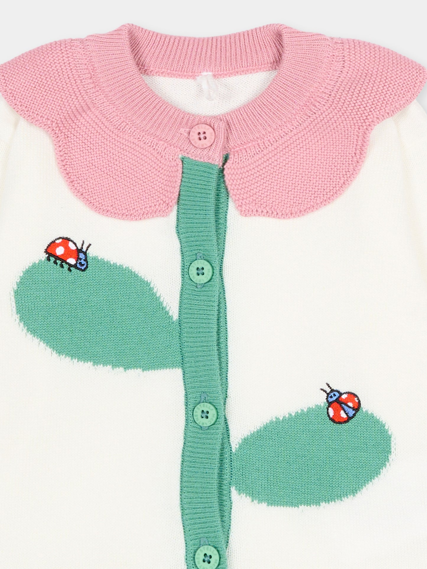 Cardigan avorio per neonata con coccinelle ricamate,Stella Mccartney Kids,TY9100-Z2423 101