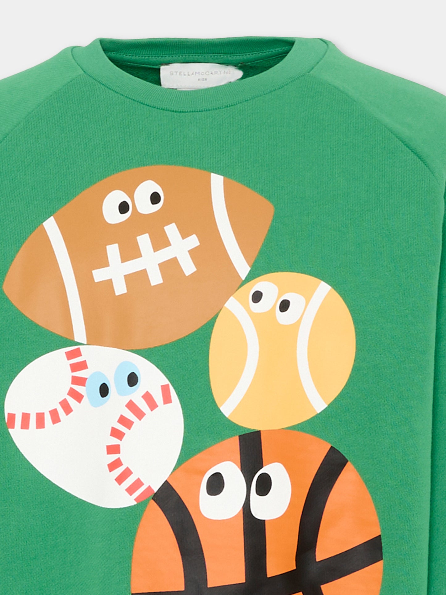 Felpa verde per bambino con stampa sport,Stella Mccartney Kids,TY4Q40-Z0499 769