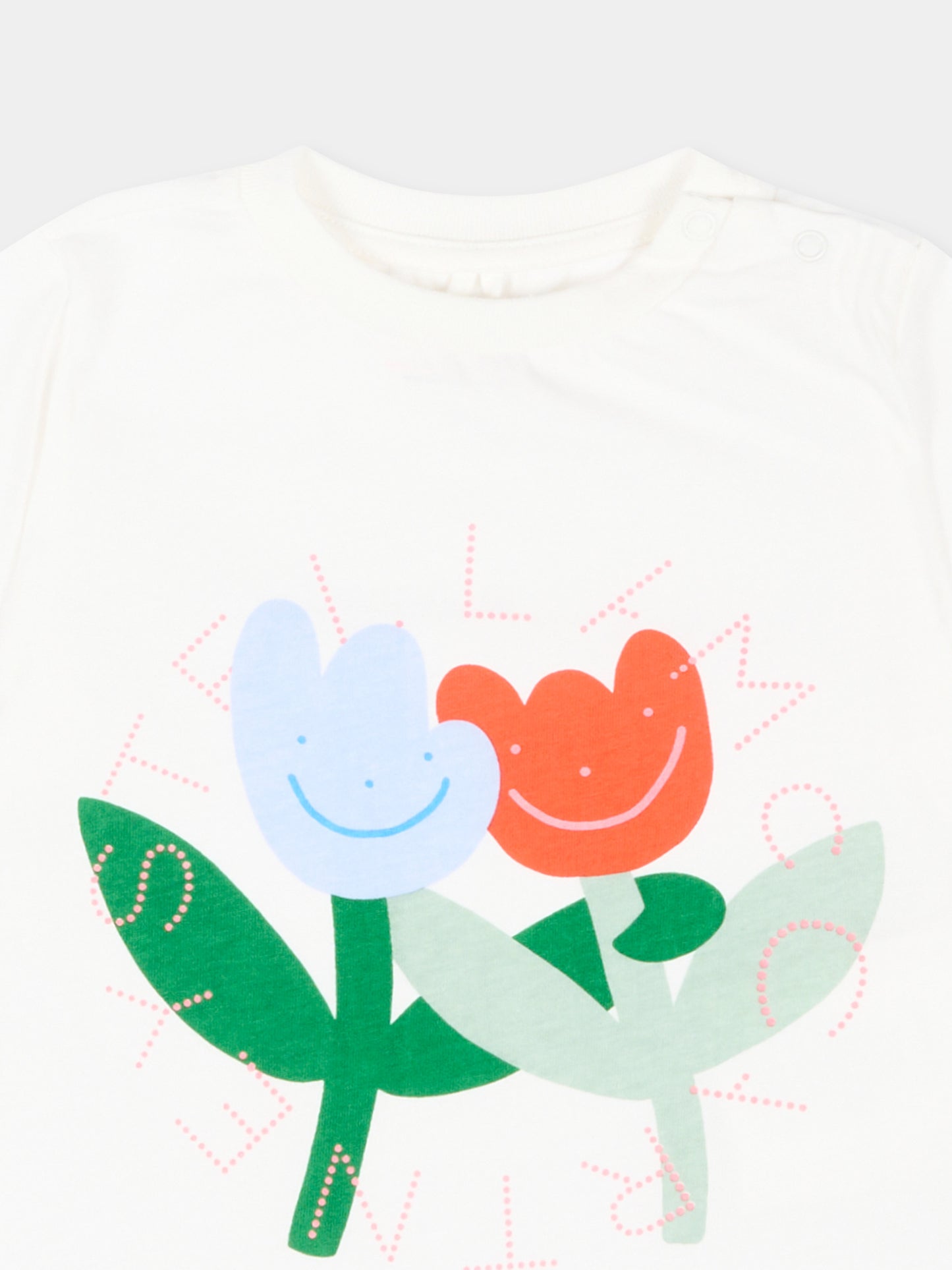 T-shirt avorio per neonata con tulipani,Stella Mccartney Kids,TY8121-Z0434 101