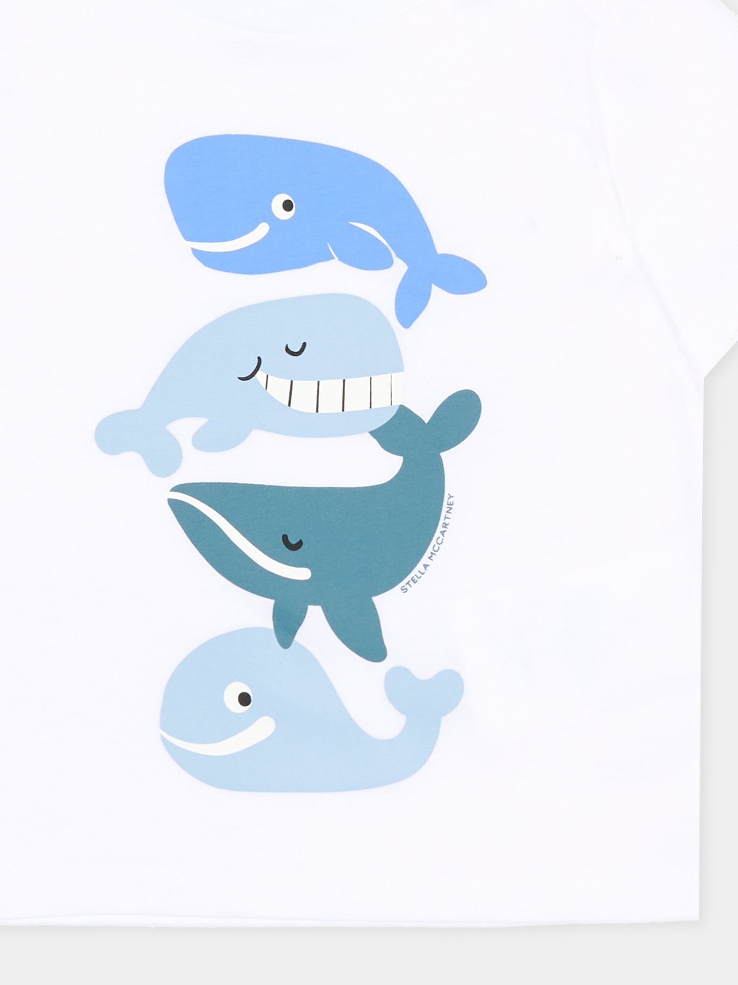 T-shirt bianca per neonato con stampa balene,Stella Mccartney Kids,TY8570-Z0434 100
