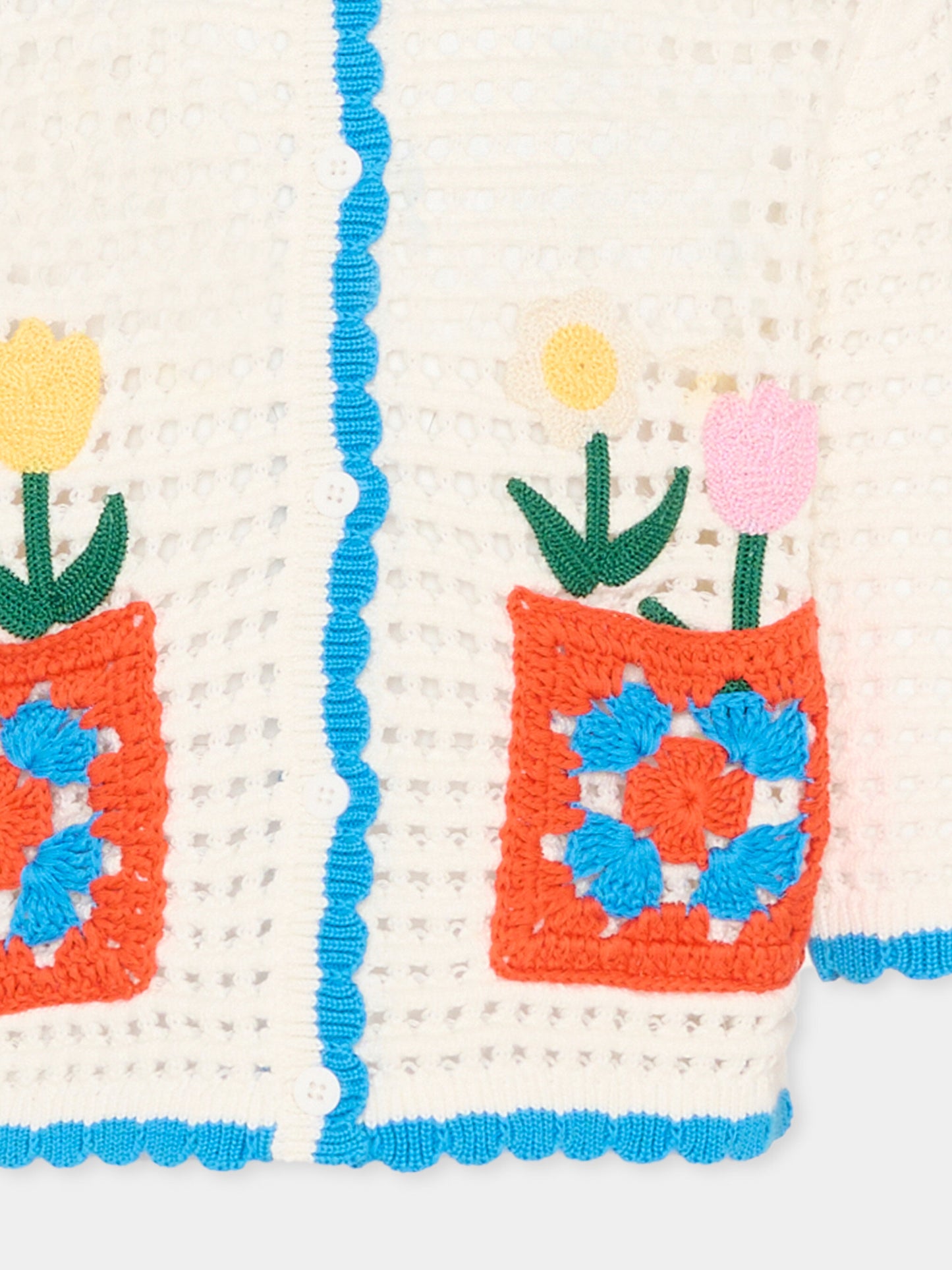 Cardigan avorio per bambina con fiori,Stella Mccartney Kids,TY9A10-Z1876 101