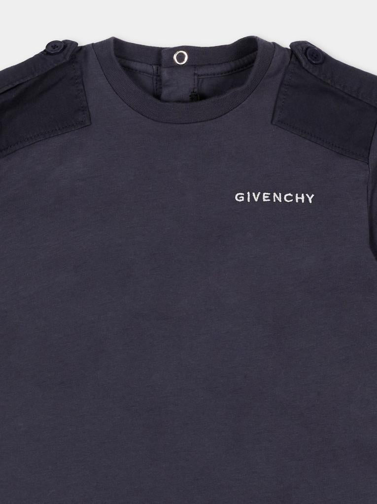 T-Shirt grigia per neonato con logo,Givenchy Kids,H31201 061