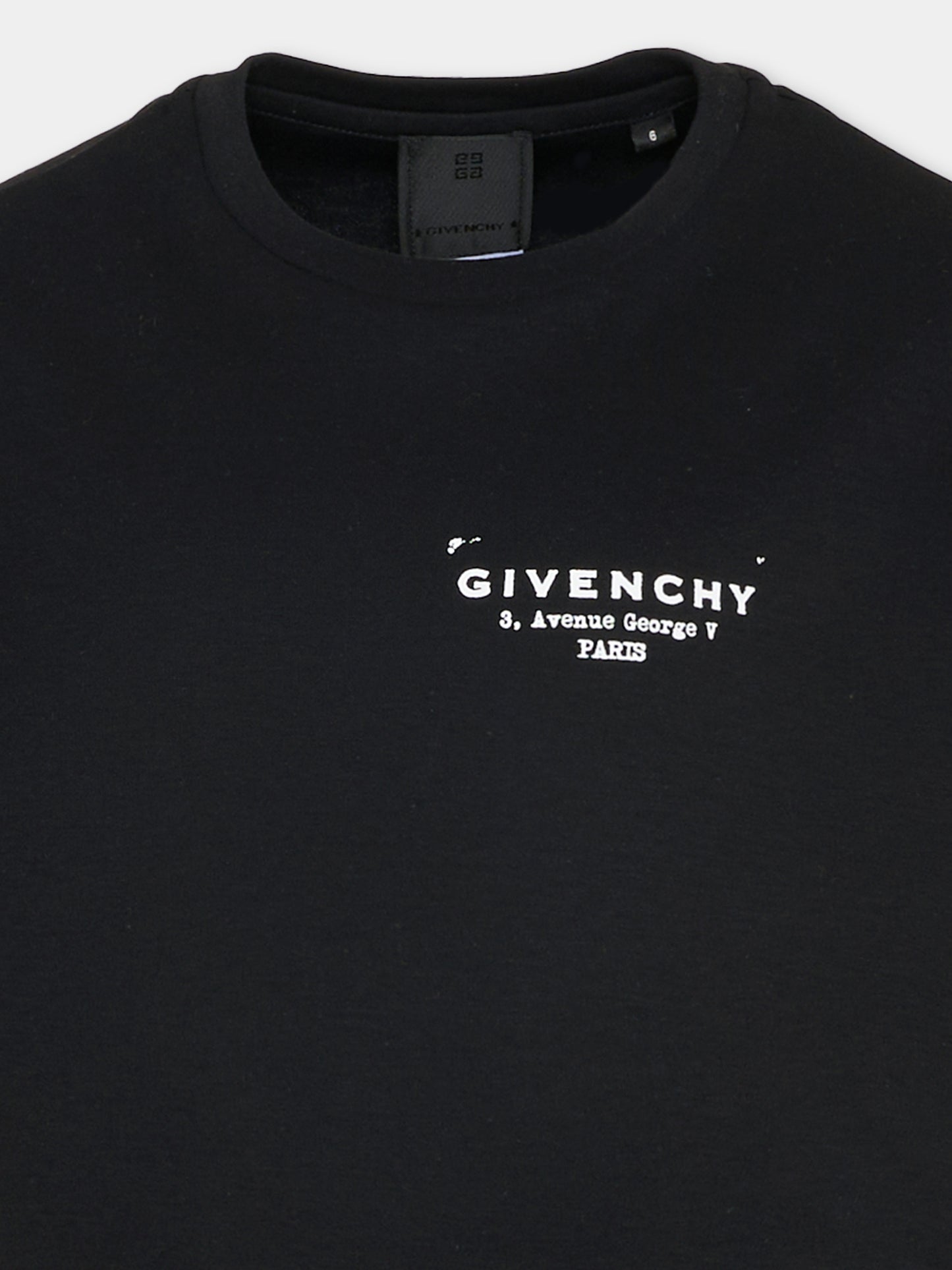 T-shirt crop nera per bambina con logo,Givenchy Kids,H31224 09B