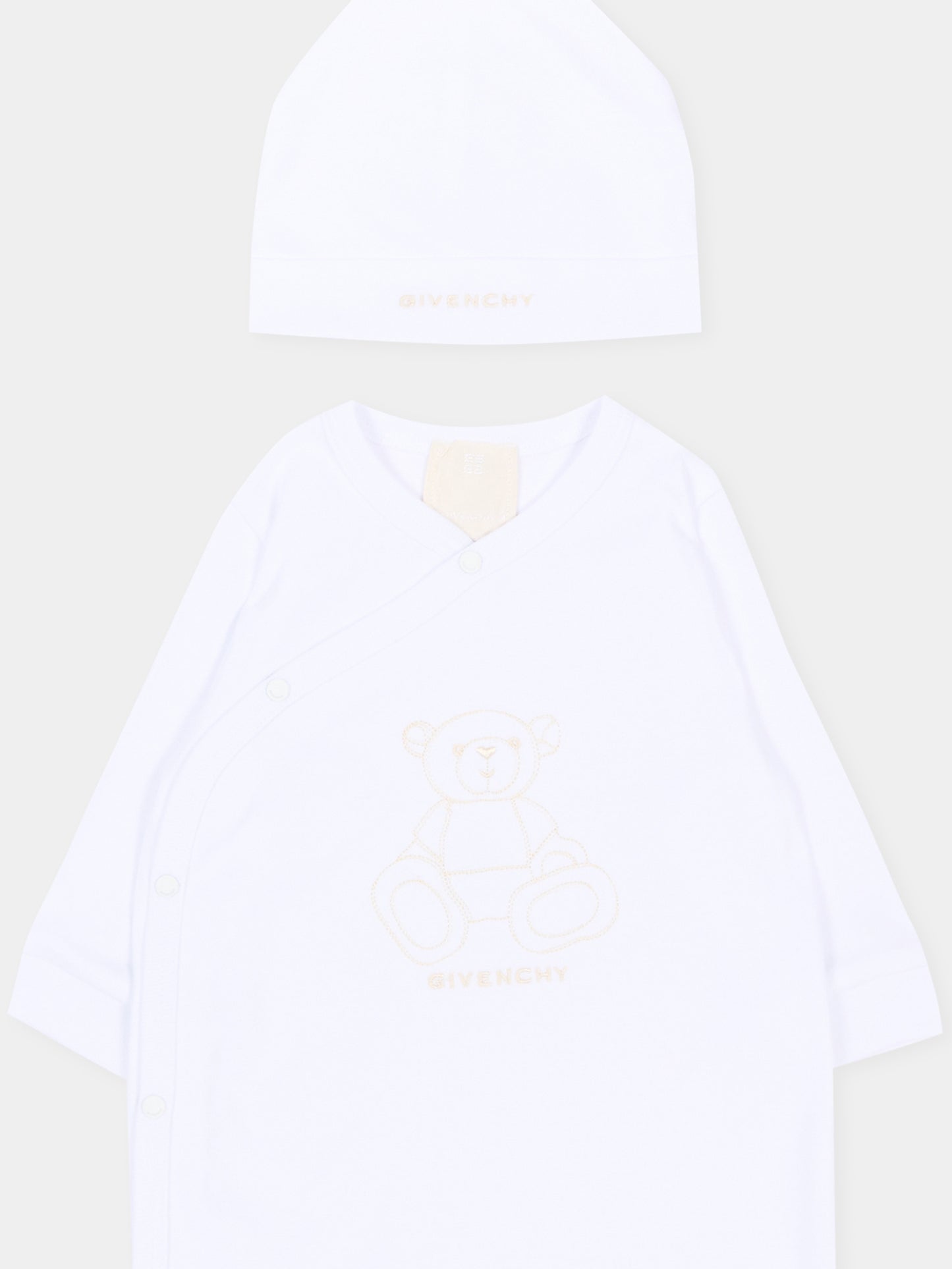 Set tutina bianco per neonati con logo e orsetto,Givenchy Kids,H31265 10P