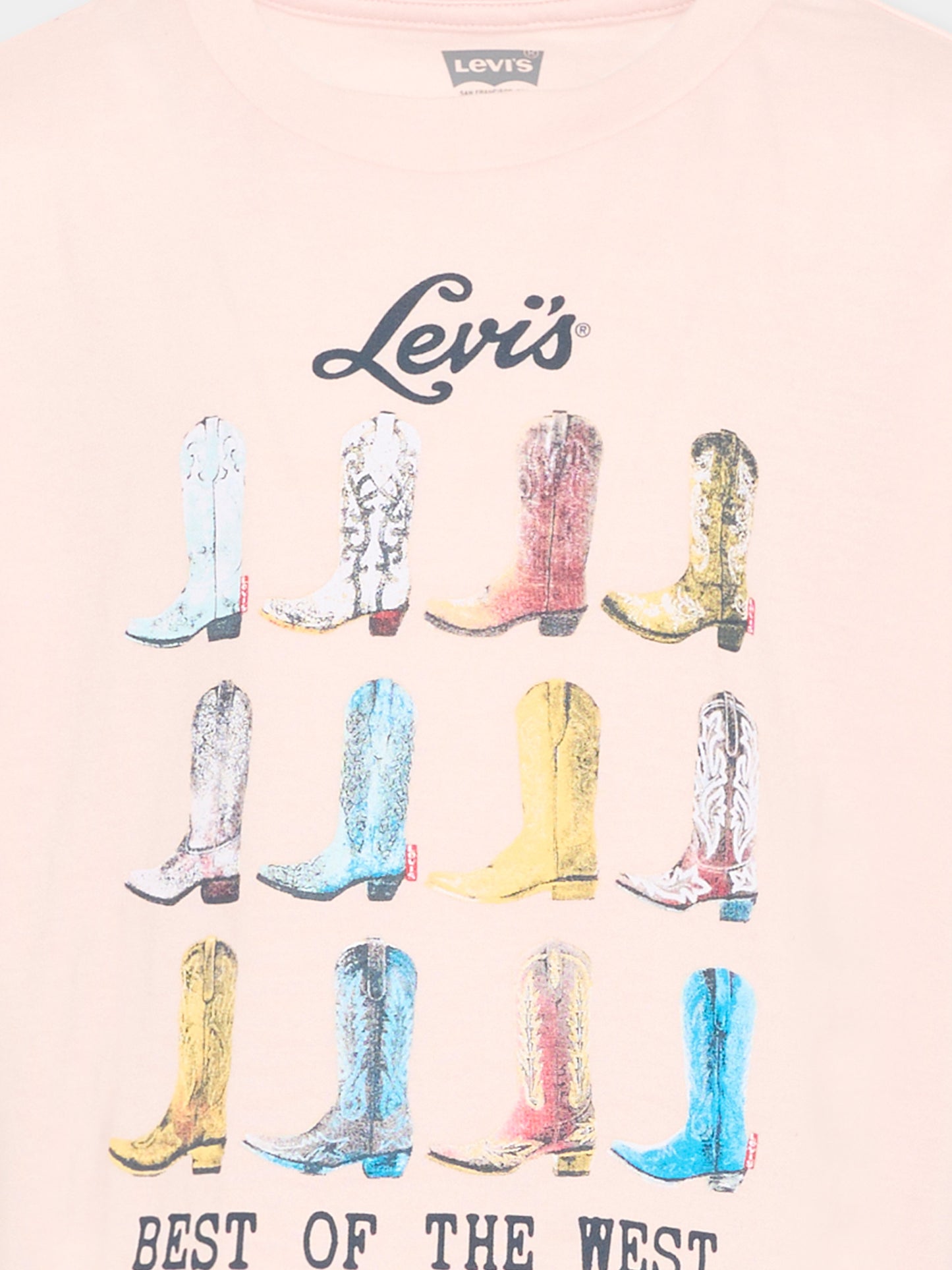 T-shirt rosa con stampa western per bambina,Levi's Kids,4EP785 AKR