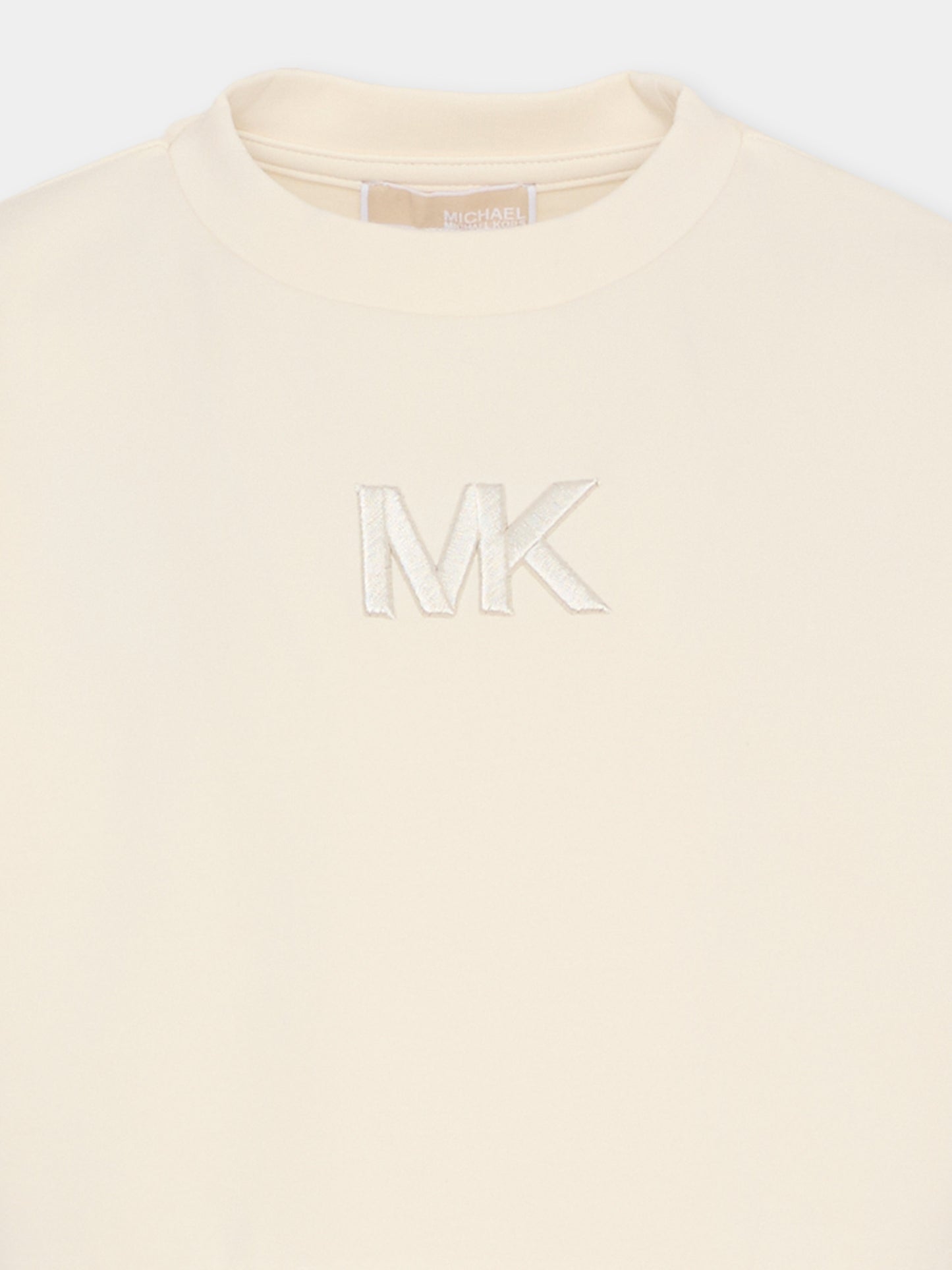 Vestito avorio per bambina con logo ricamato,Michael Kors,R30587 190