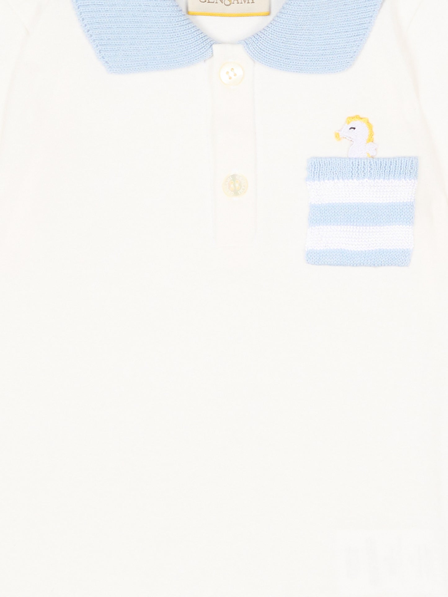 Pagliaccetto avorio per neonato con cavalluccio marino,Gensami,ROSHORT-SEAHORSE-J OFF WHITE + SKY BLUE