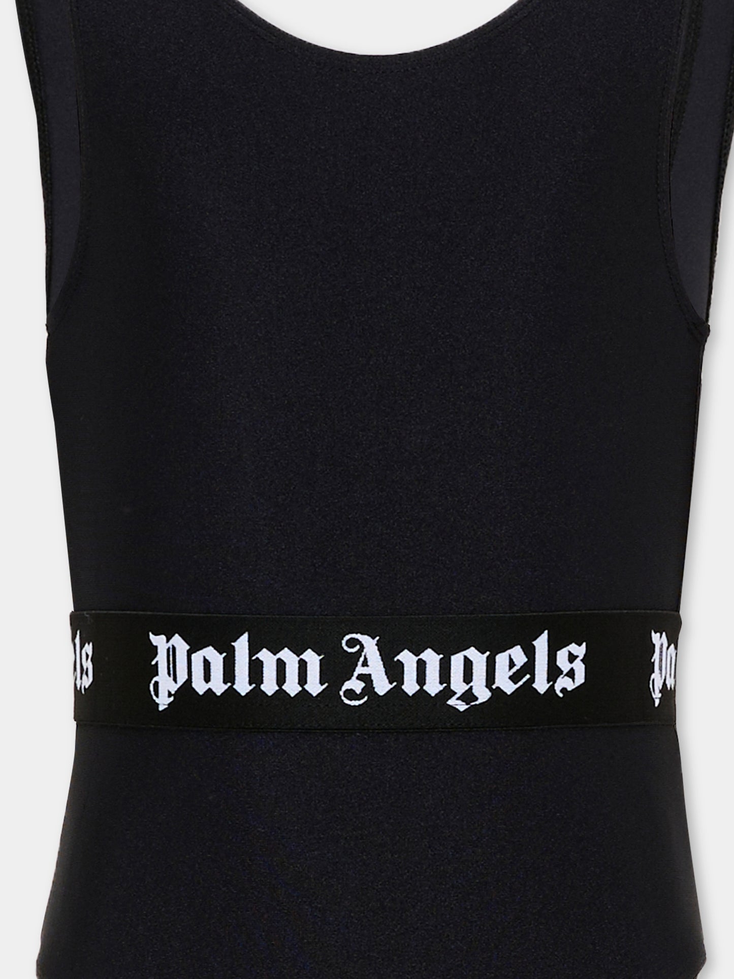 Costume intero nero per bambina con logo,Palm Angels,PGFC002S26JER001 110