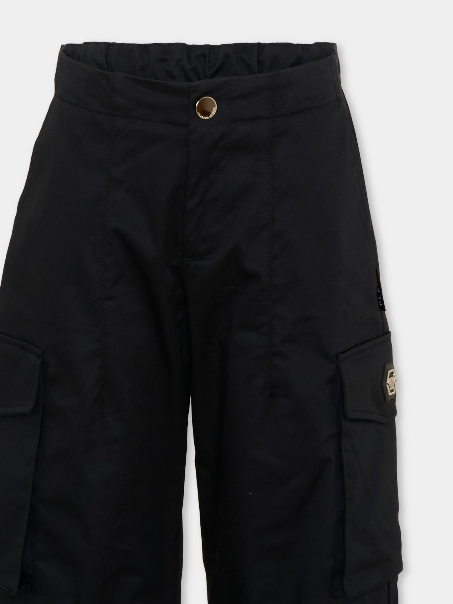 Pantaloni nero per bambino con tasche cargo,Philipp Plein Junior,S6PHJBPA057 110
