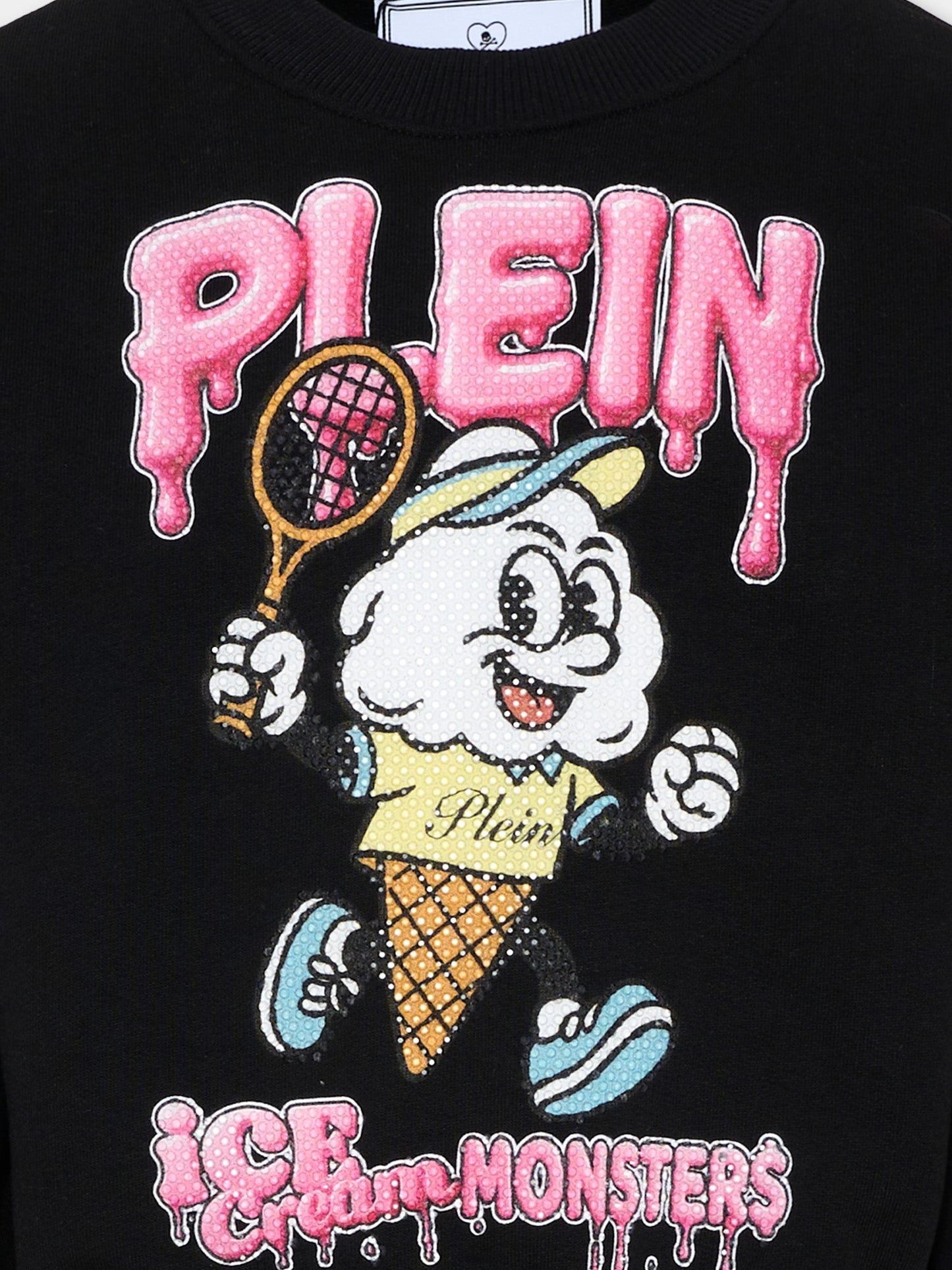 Felpa nera per bambina con stampa gelato,Philipp Plein Junior,S6PHJGSW209 110