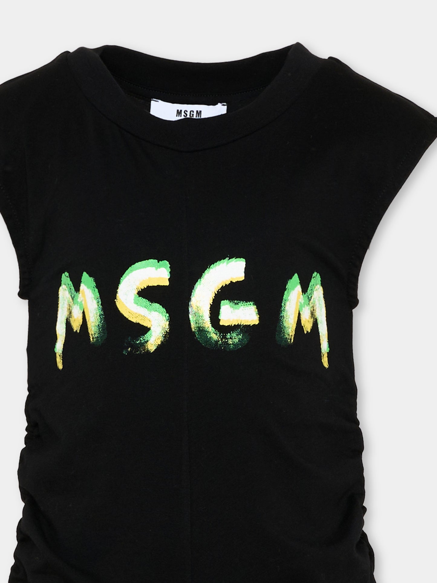 Vestito nero per bambina con logo,Msgm Kids,S6MSJGDR064 110