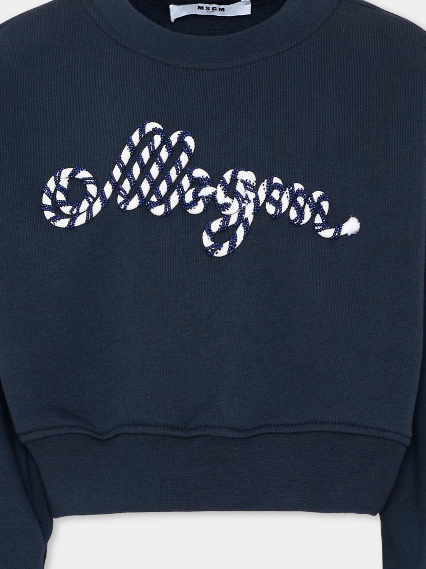 Felpa blu per bambina con logo,Msgm Kids,S6MSJGSW181 MS072
