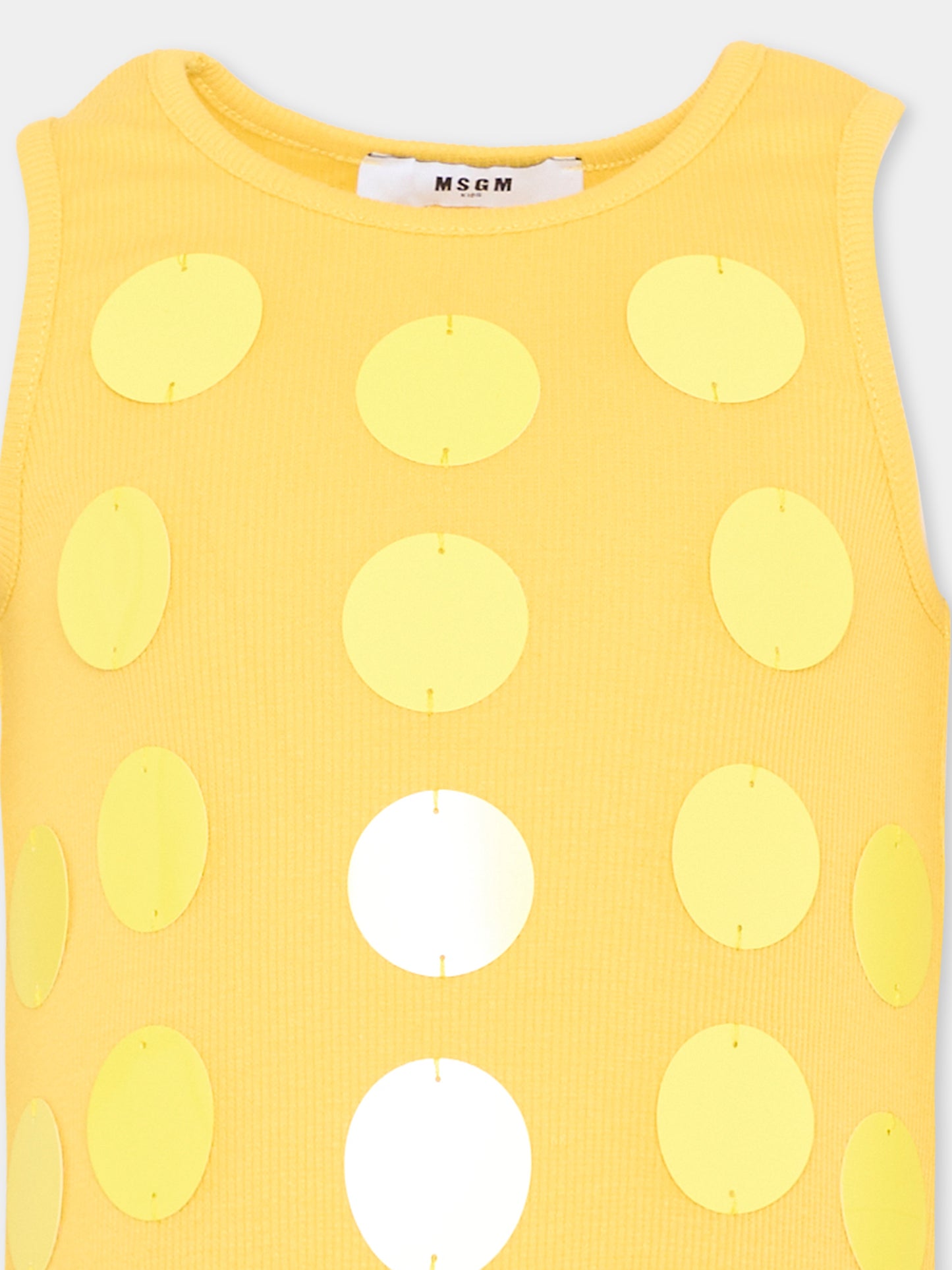 Canotta gialla per bambina con paillettes,Msgm Kids,S6MSJGTA100 MS009