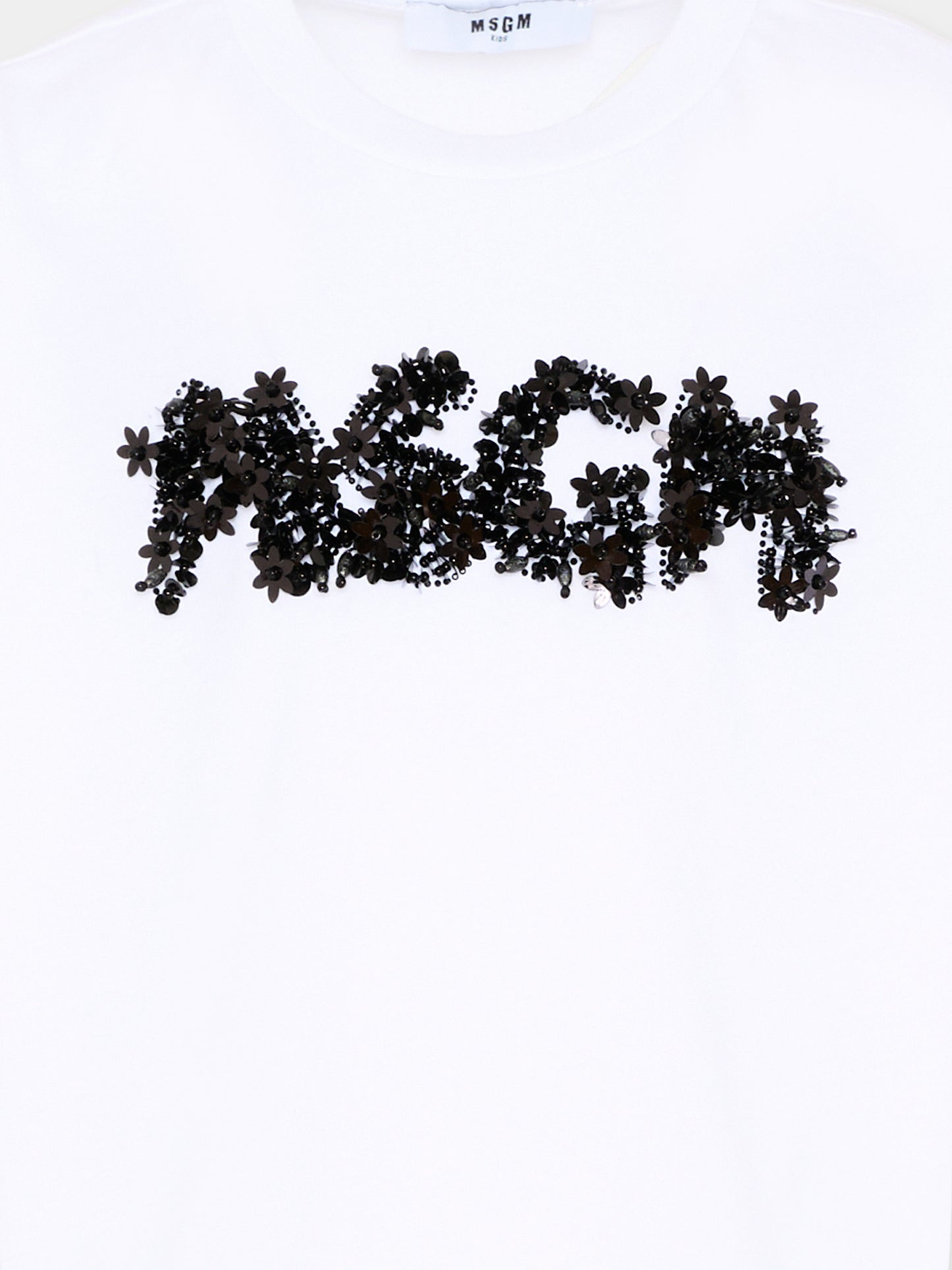 T-Shirt bianca per bambina con logo,Msgm Kids,S6MSJGTH087 001