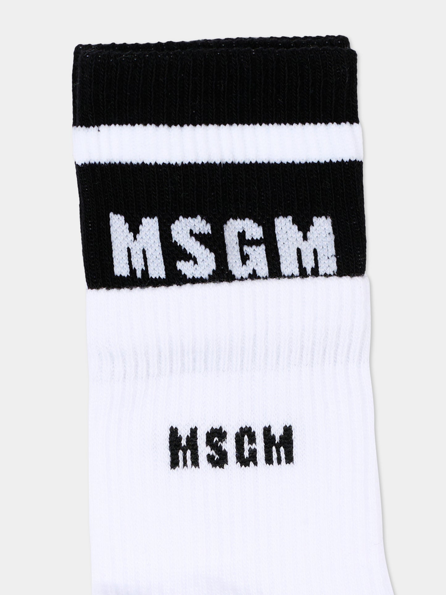 Calzini bianchi per bambini con logo,Msgm Kids,S6MSJUSO231 001/01